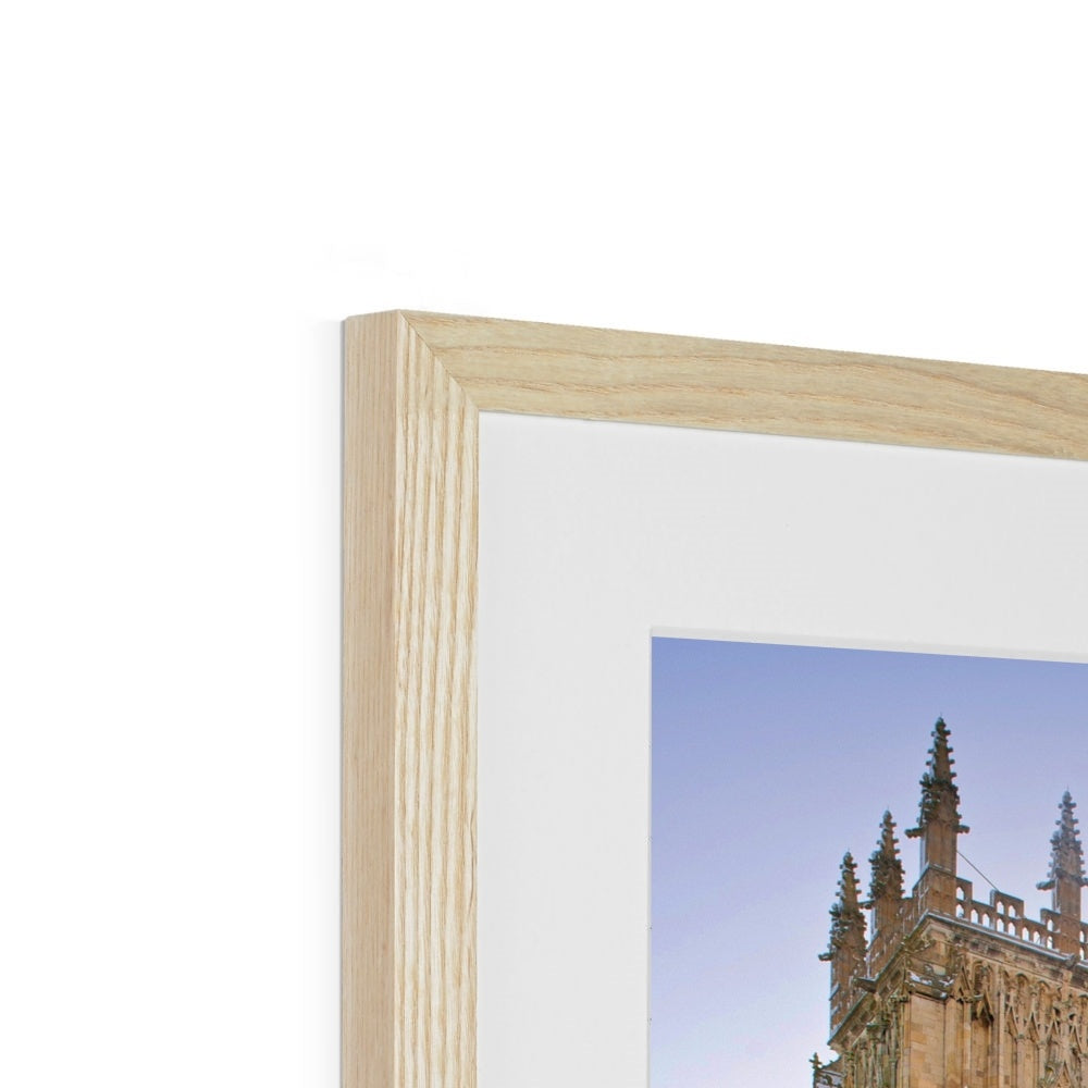 York Minster in the snow seen from Precentors Court. York, UK. Framed & Mounted Print