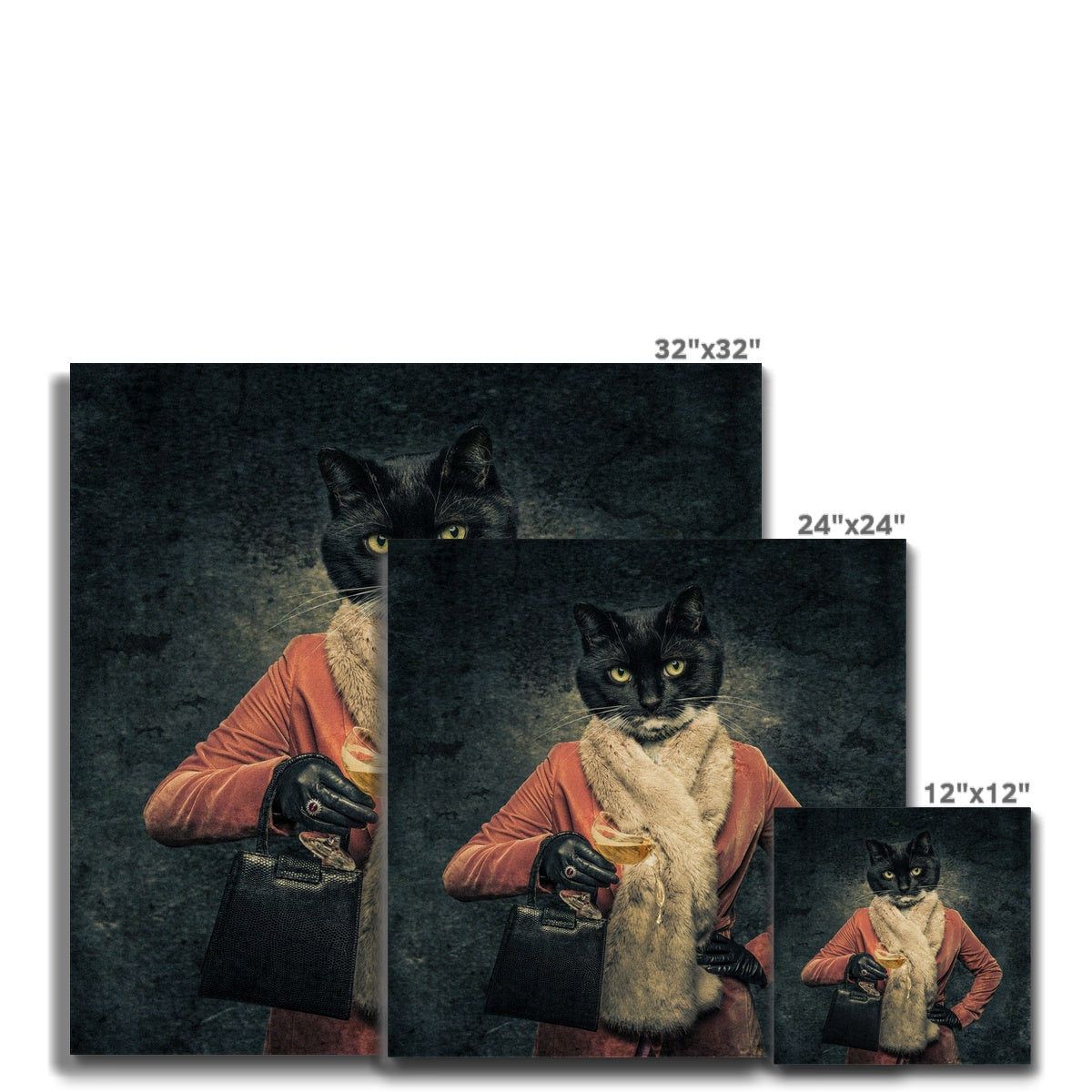 Anthropomorphic cat spilling drink from champagne coupe Canvas
