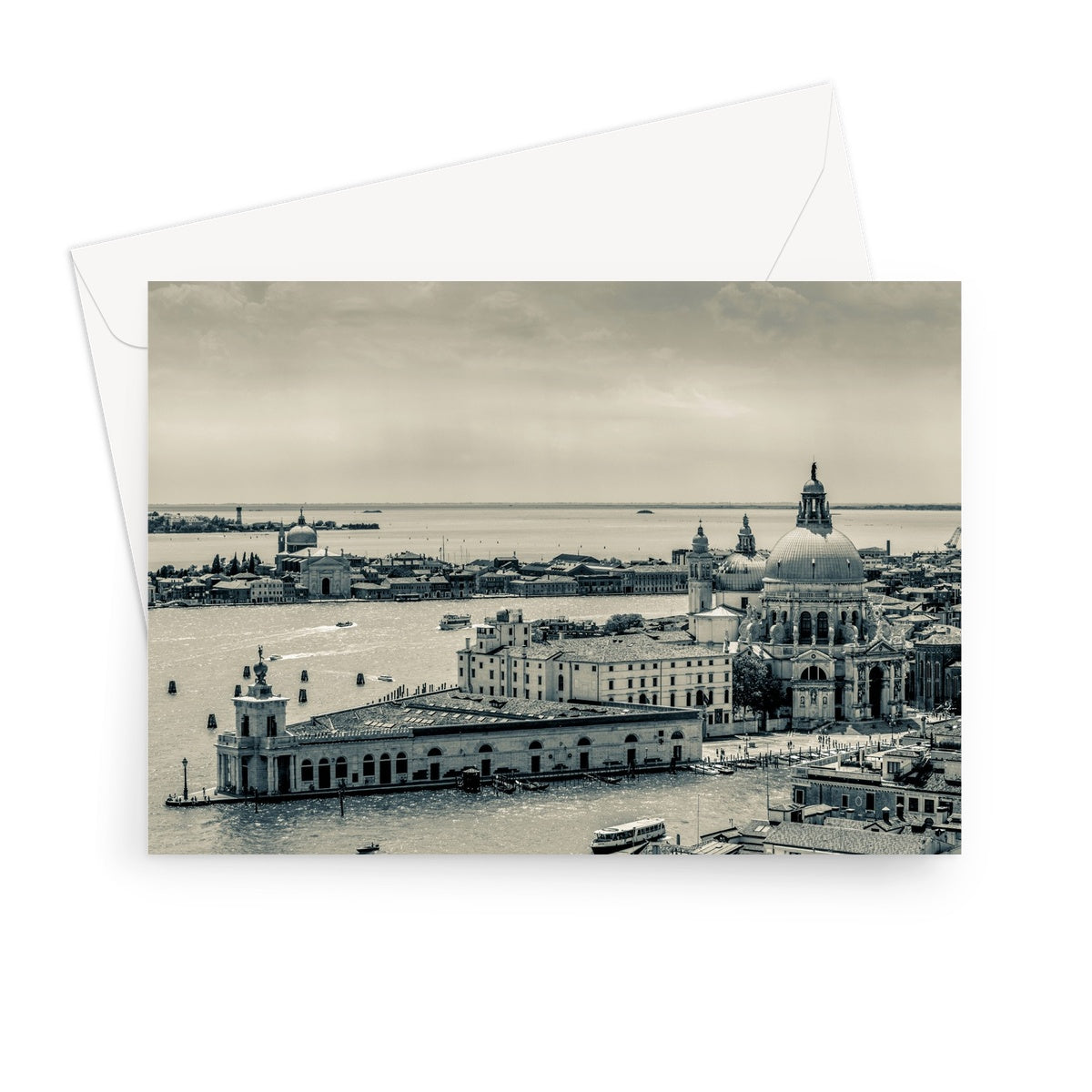 Punta della Dogana and church of Santa Maria della Salute, Venice, Italy. Greeting Card