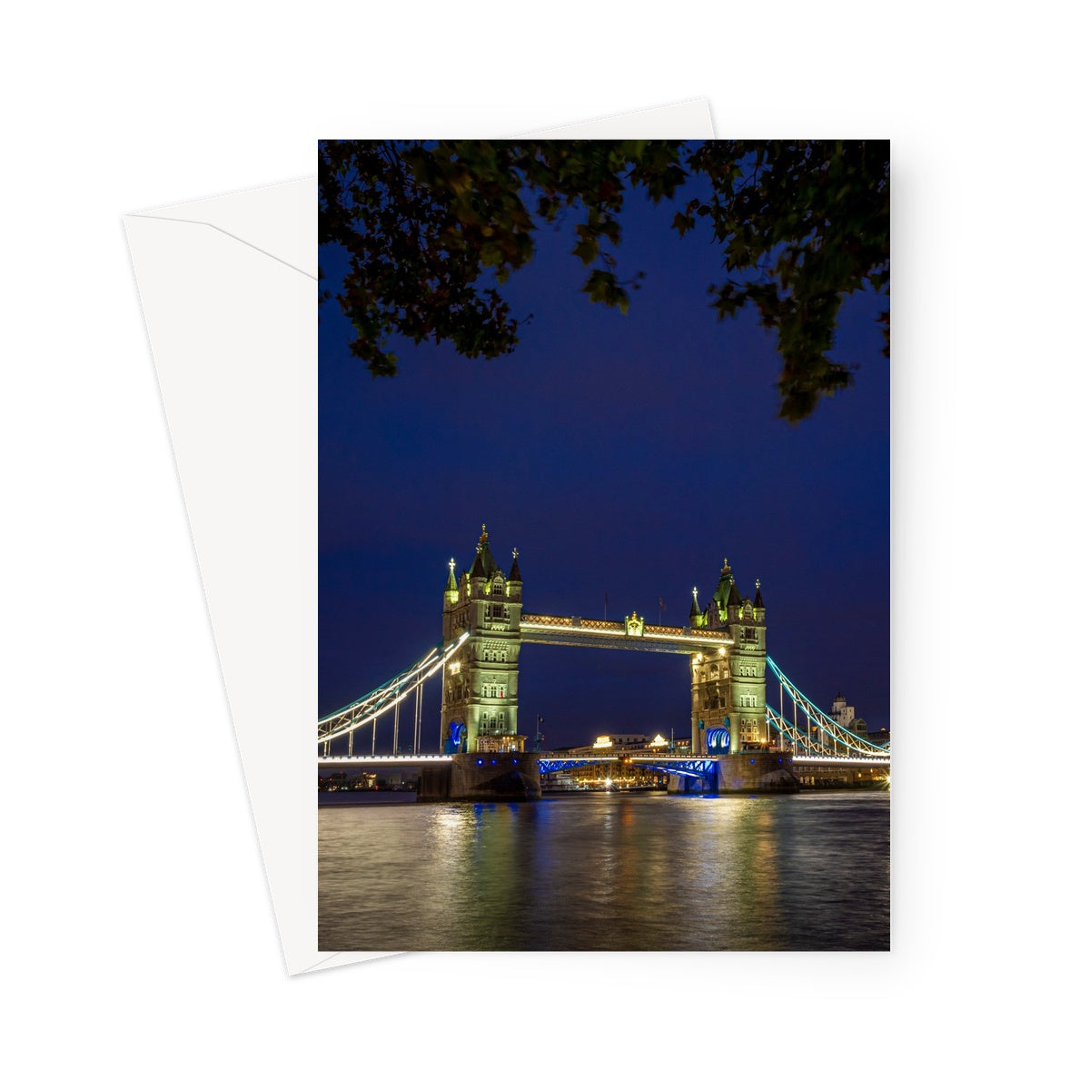 Tower Bridge over the river Thames at night, London. Greeting Card