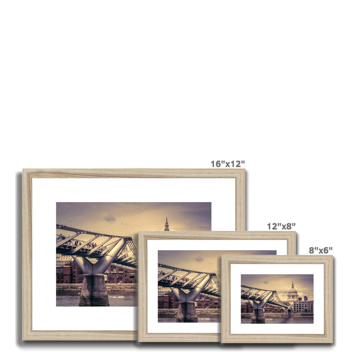 Millennium Bridge and St Paul's Cathedral, London. Framed & Mounted Print