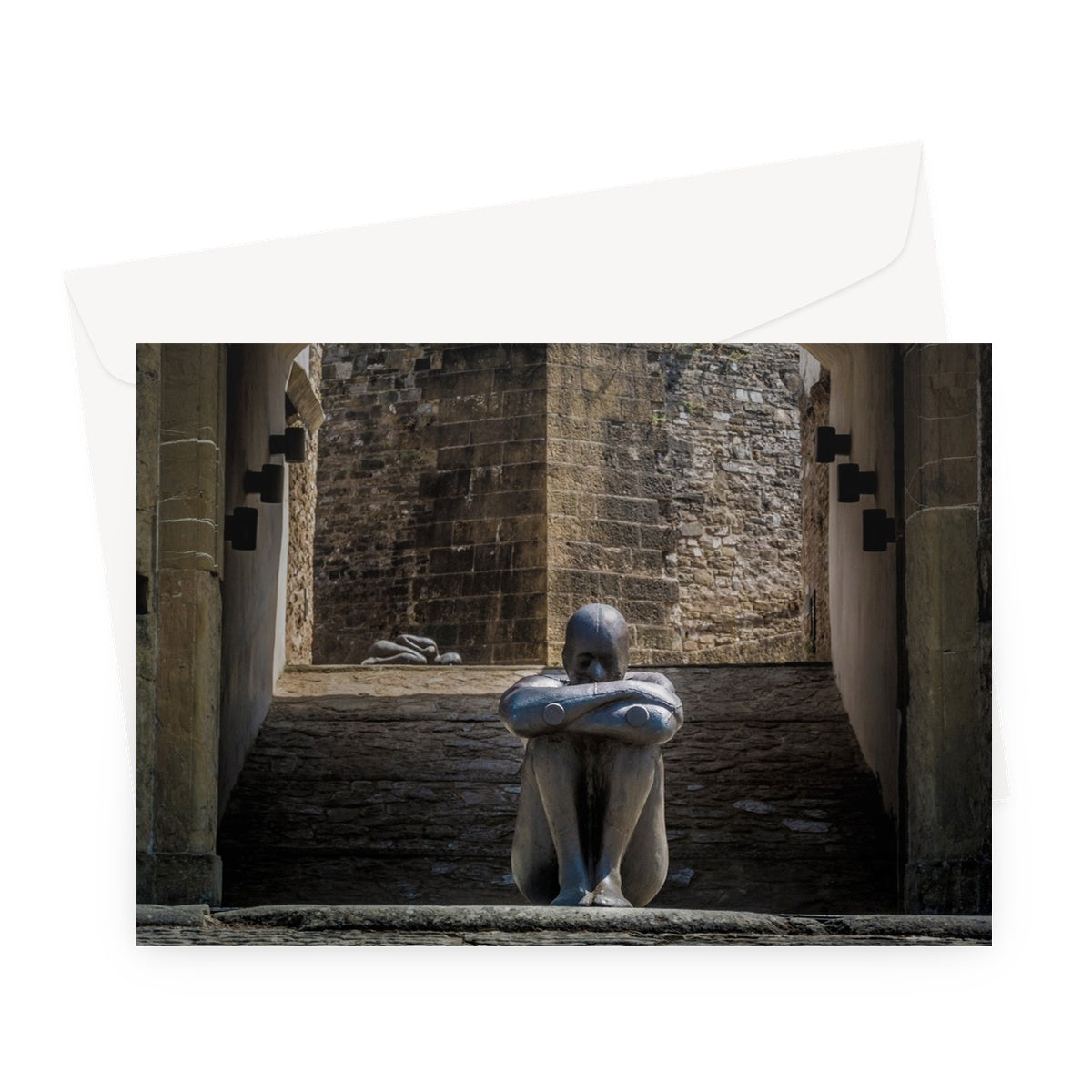 Antony Gormley HUMAN sculpture exhibition at  Forte di Belvedere, Florence, Italy Greeting Card