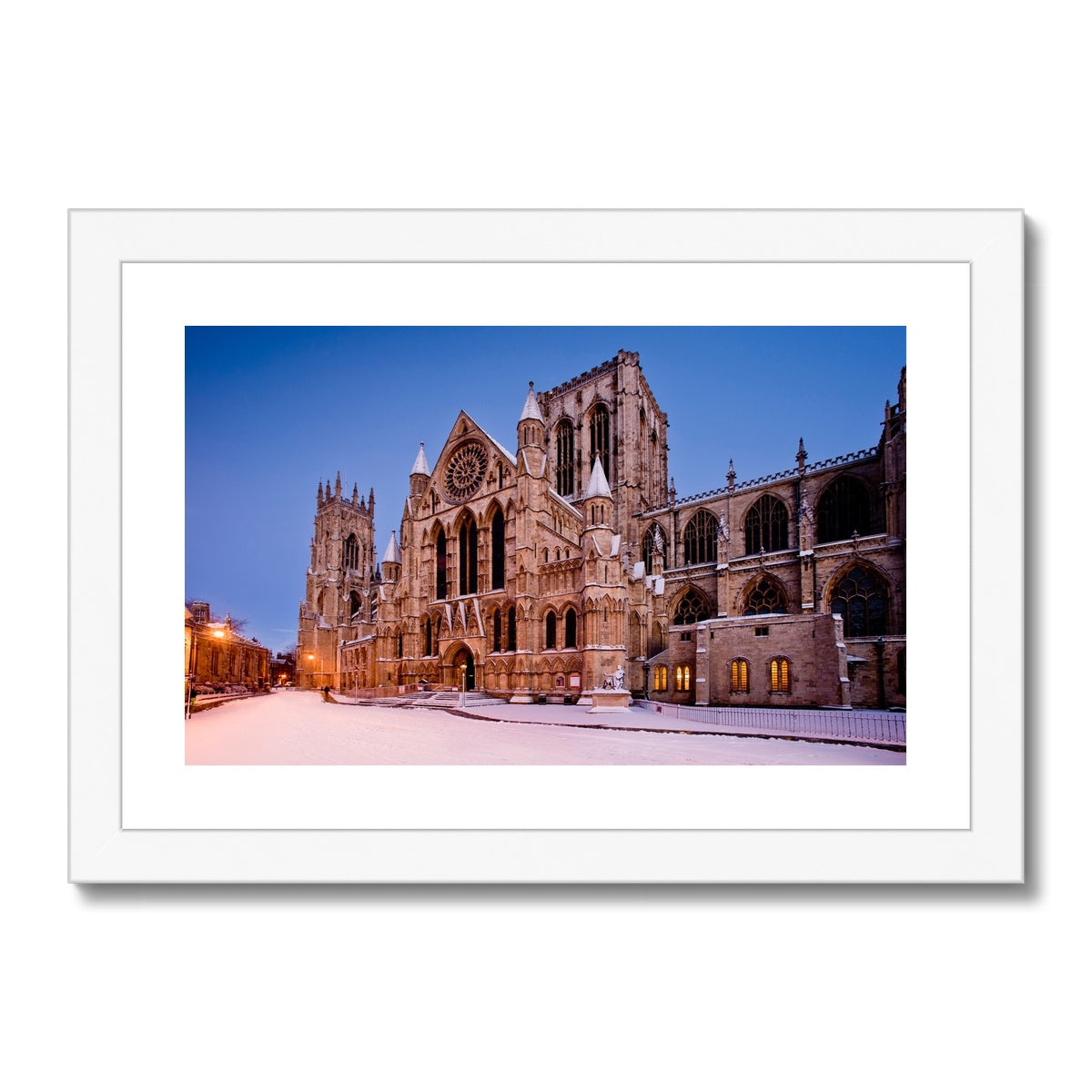 York Minster in the snow, York, UK. Framed & Mounted Print