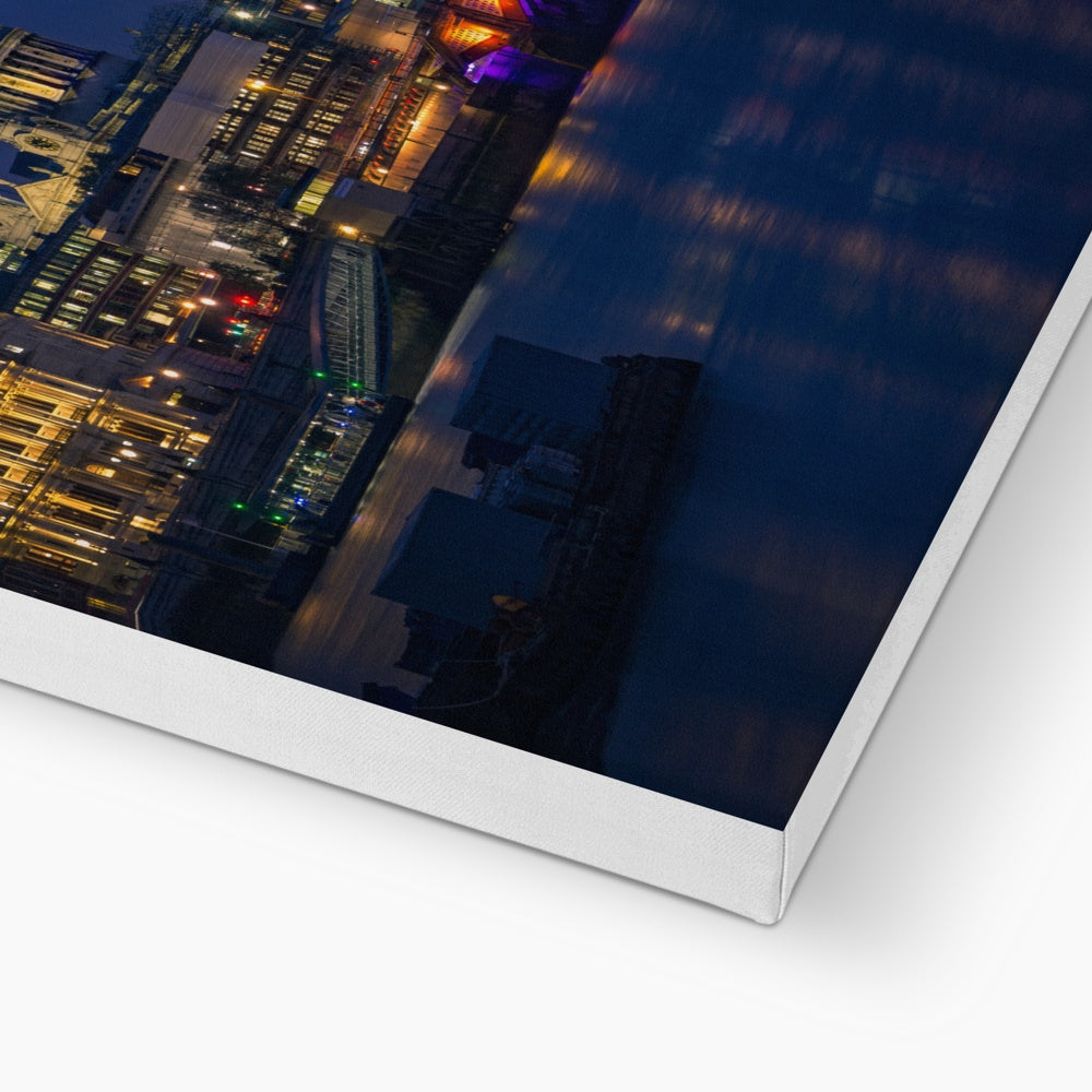 St Pauls Cathedral, Blackfriars Bridge, River Thames and London skyline at dusk. Canvas