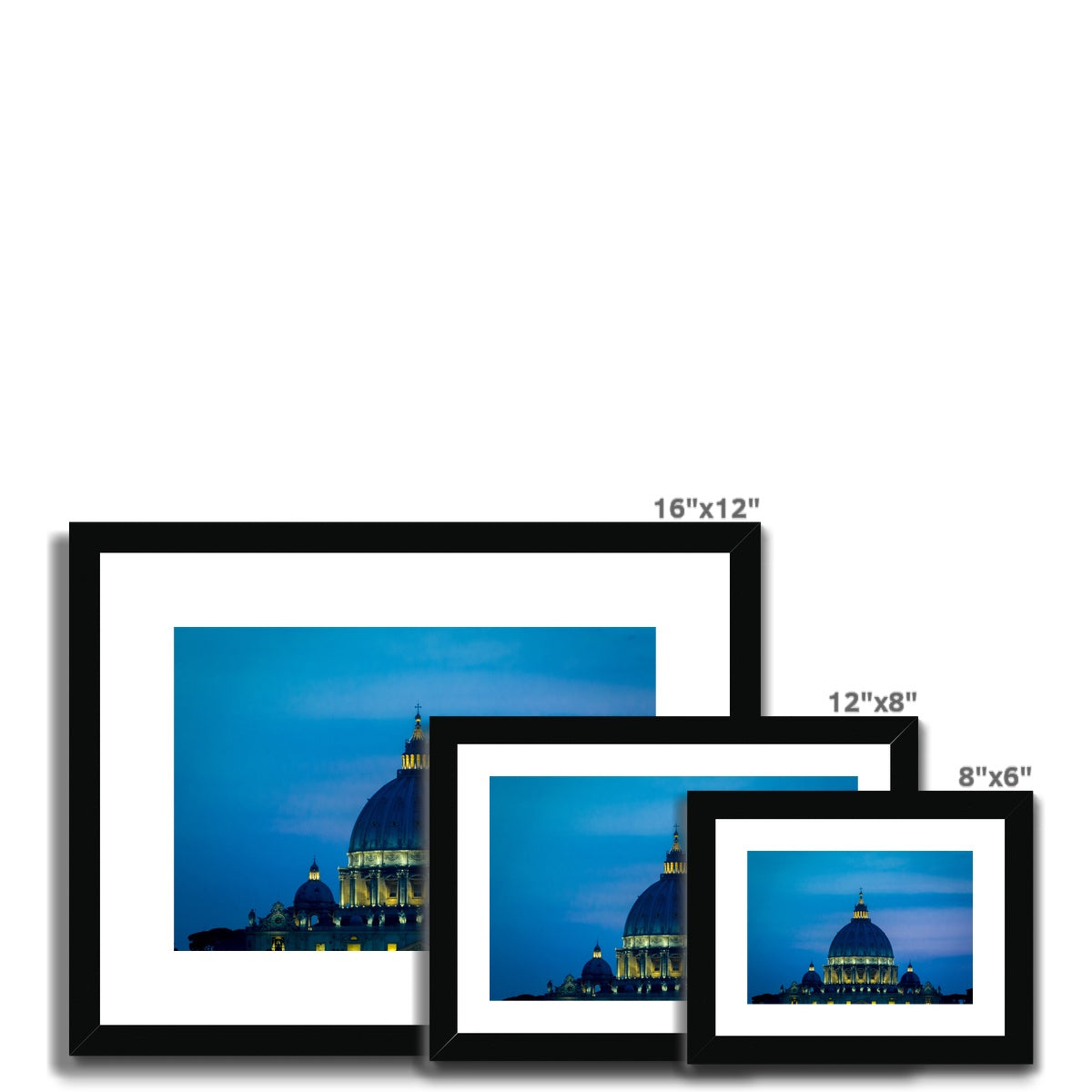 St Peter's Basilica. Vatican City at night, Rome, Italy. Framed & Mounted Print