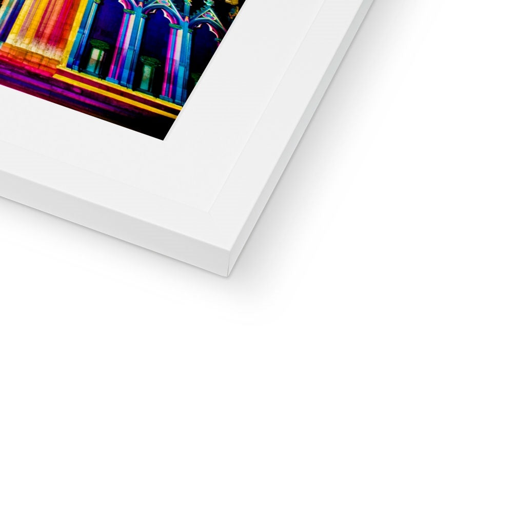 West front of York Minster, Illuminating York Festival. Framed & Mounted Print