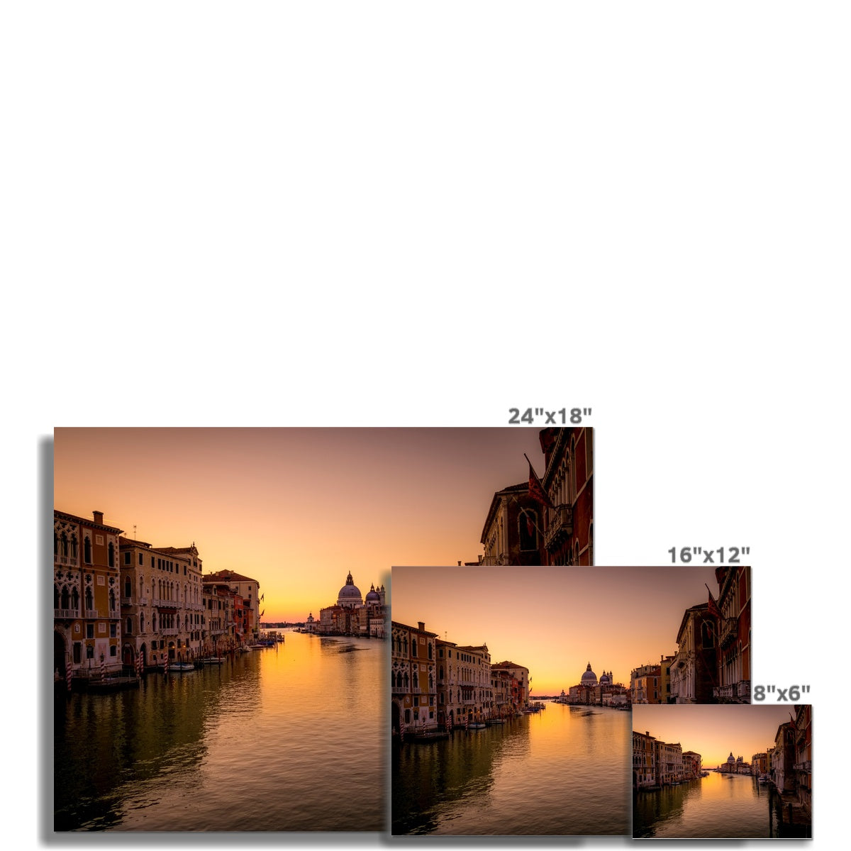 Grand Canal with Santa Maria della Salute in the distance at sunrise. Venice, Italy. Fine Art Print