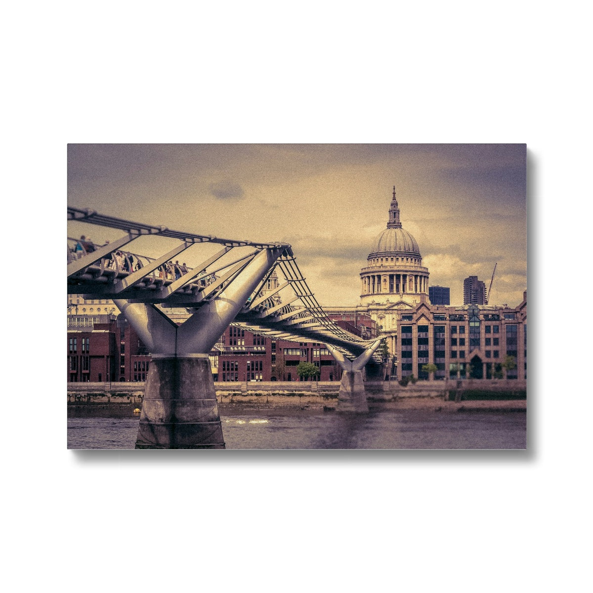 Millennium Bridge and St Paul's Cathedral, London. Canvas