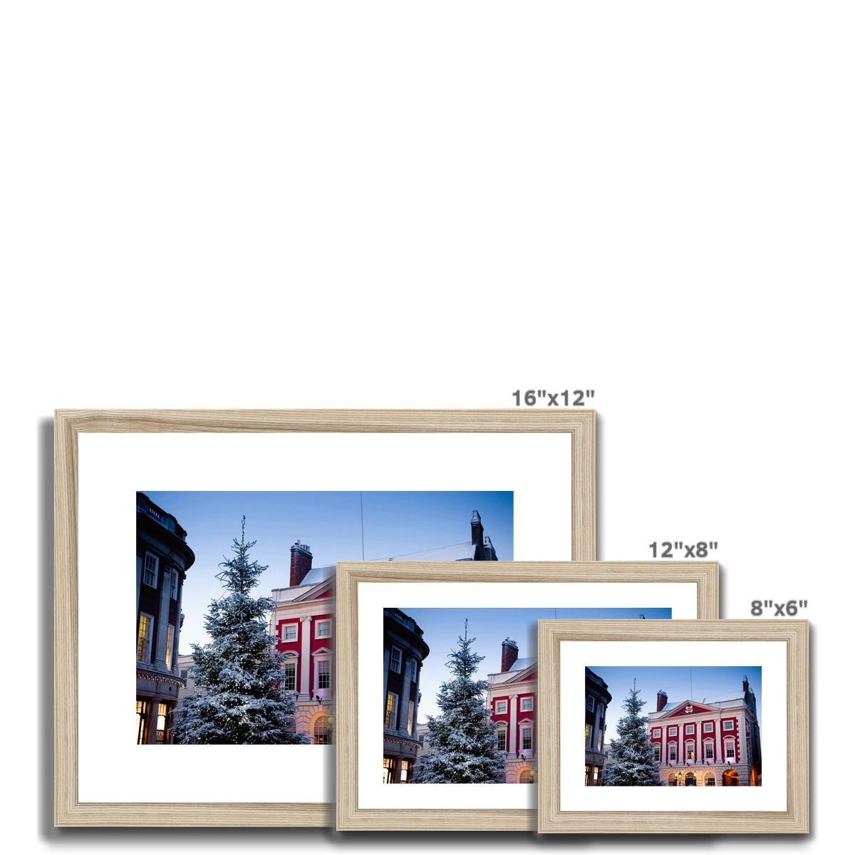York Mansion House and Christmas tree in the snow, York, UK. Framed & Mounted Print