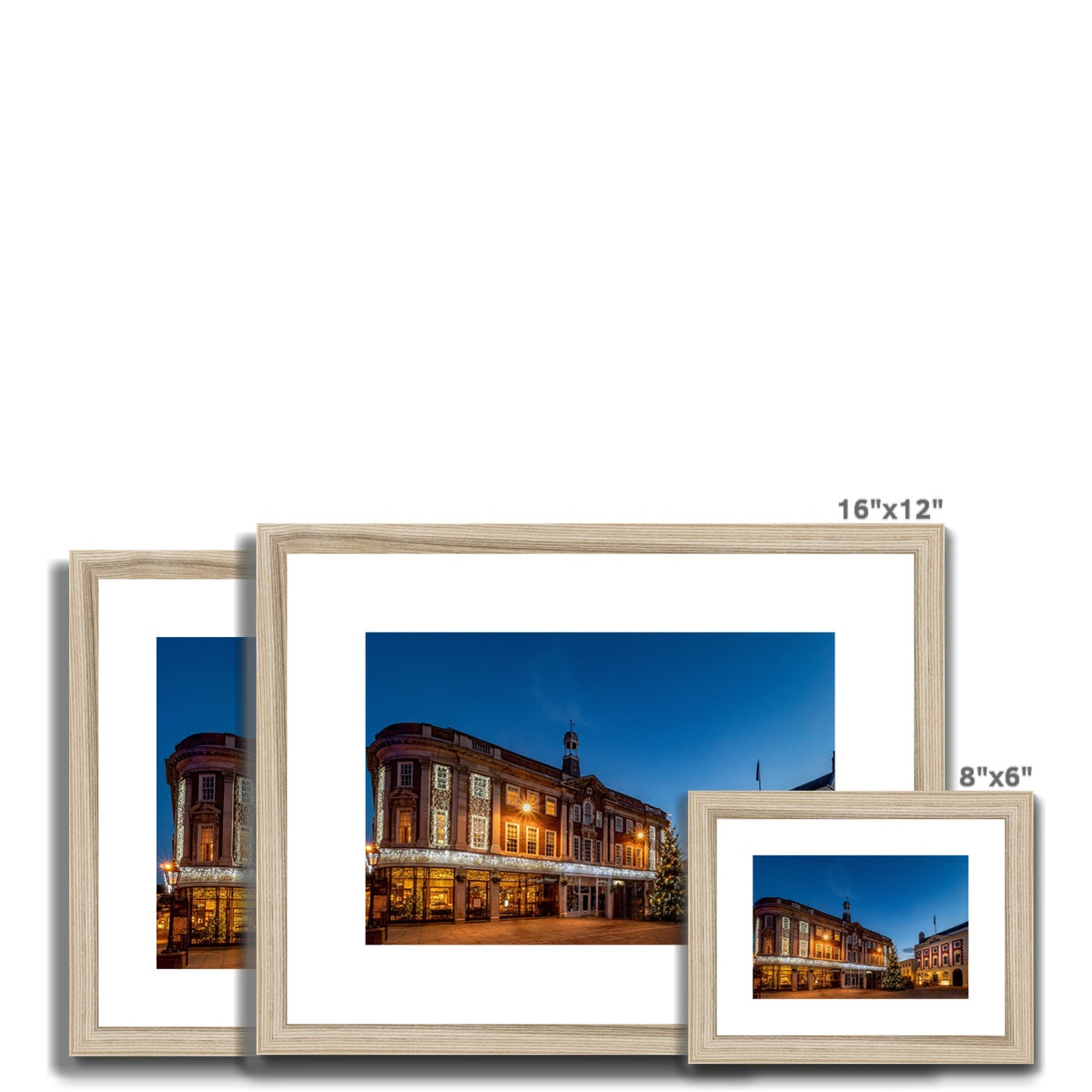 Mansion House Christmas tree and Illuminations in St Helen's Square, York. UK. Framed & Mounted Print