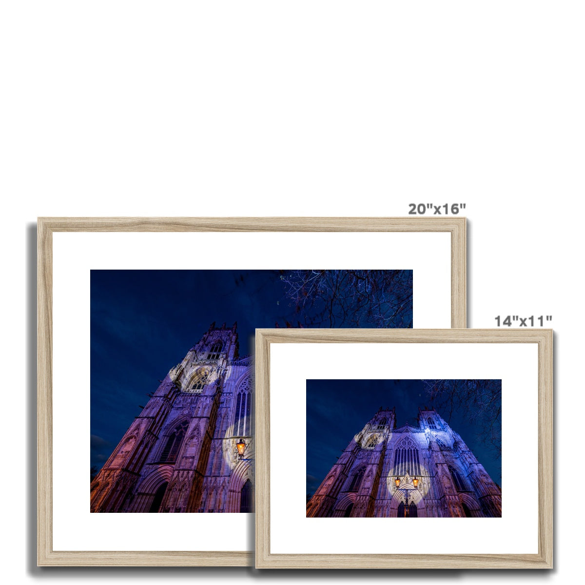 York Minster cathedral with Christmas illuminations, York, UK. Framed & Mounted Print
