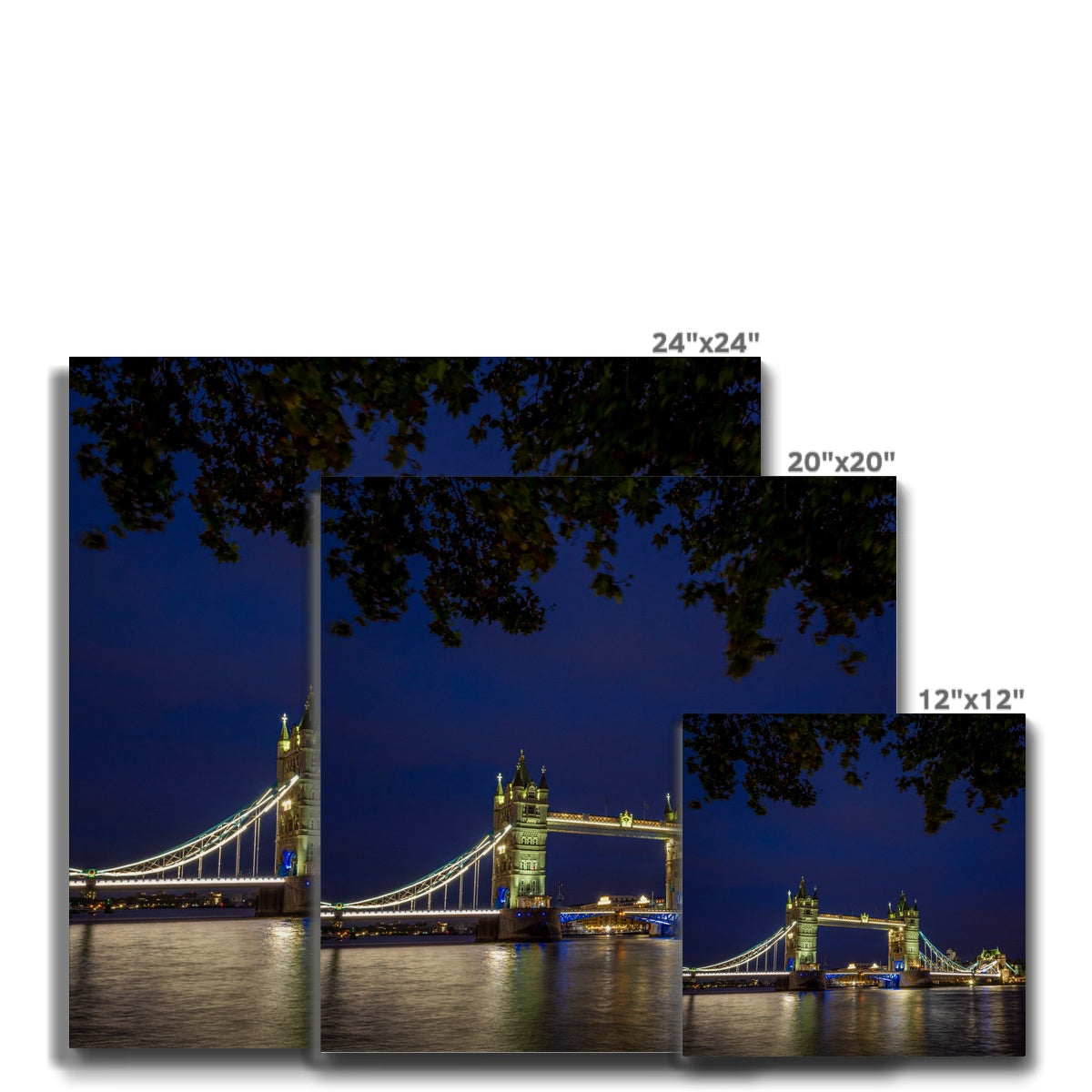 Tower Bridge over the river Thames at night, London. Canvas