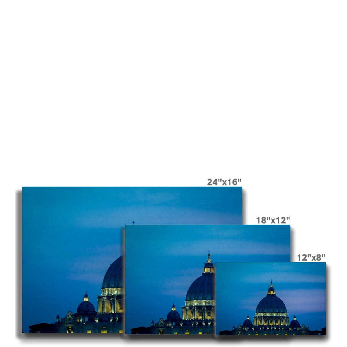 St Peter's Basilica. Vatican City at night, Rome, Italy. Canvas