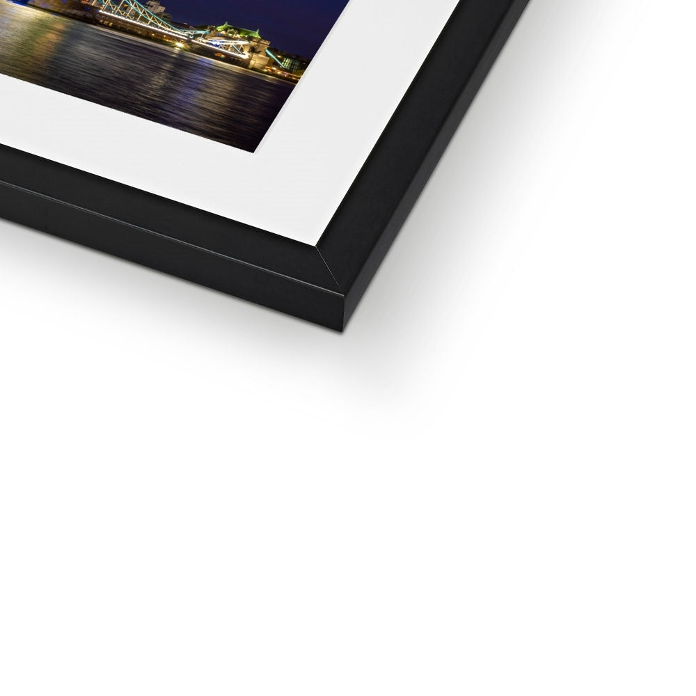 Tower Bridge over the river Thames at night, London. Framed & Mounted Print