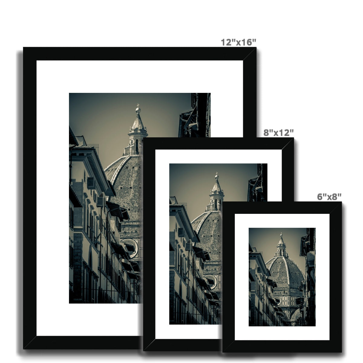 Florence Cathedral ( Duomo ) with dome designed by Filippo Brunelleschi. Italy. Framed & Mounted Print