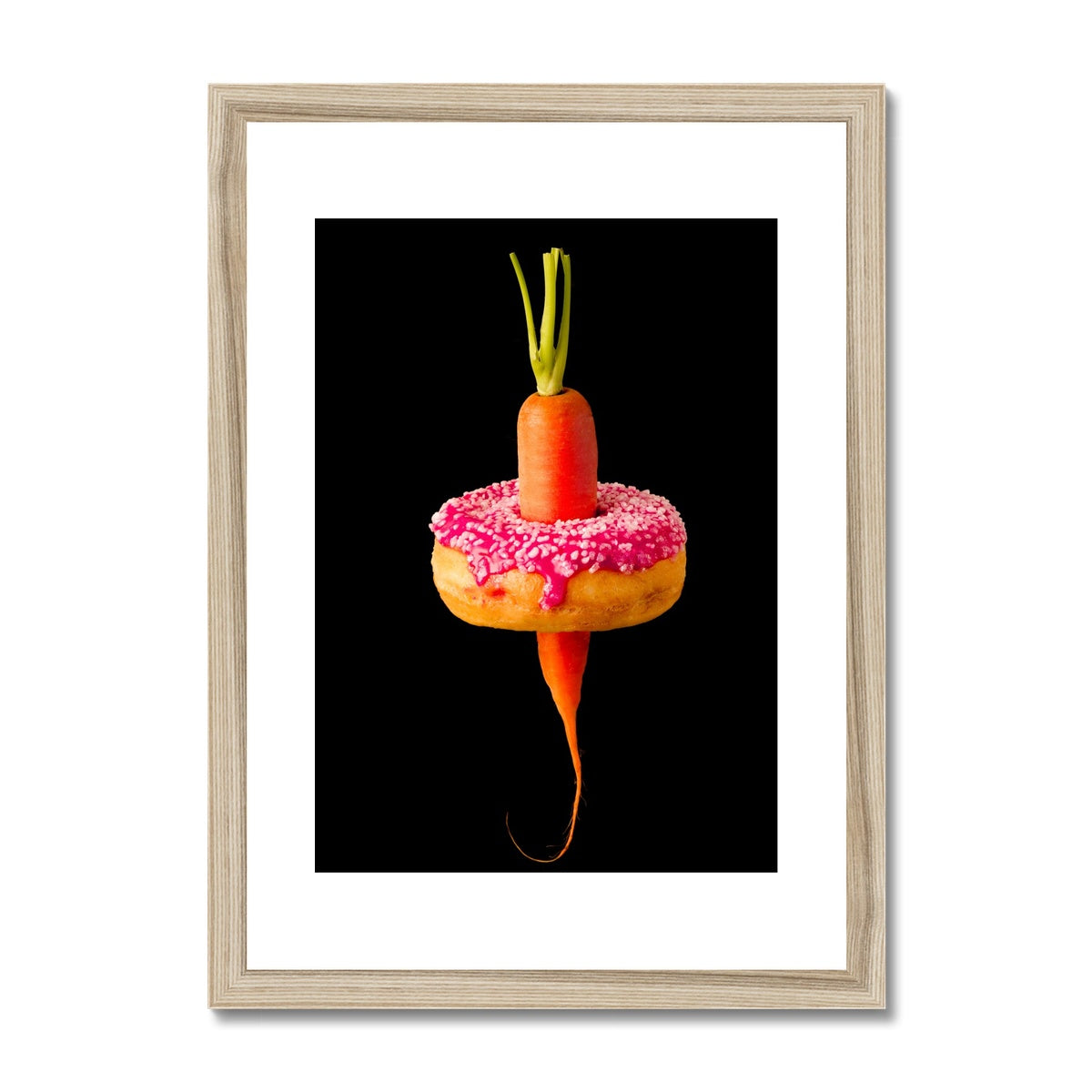 Carrot and Doughnut dilemma!  Framed & Mounted Print