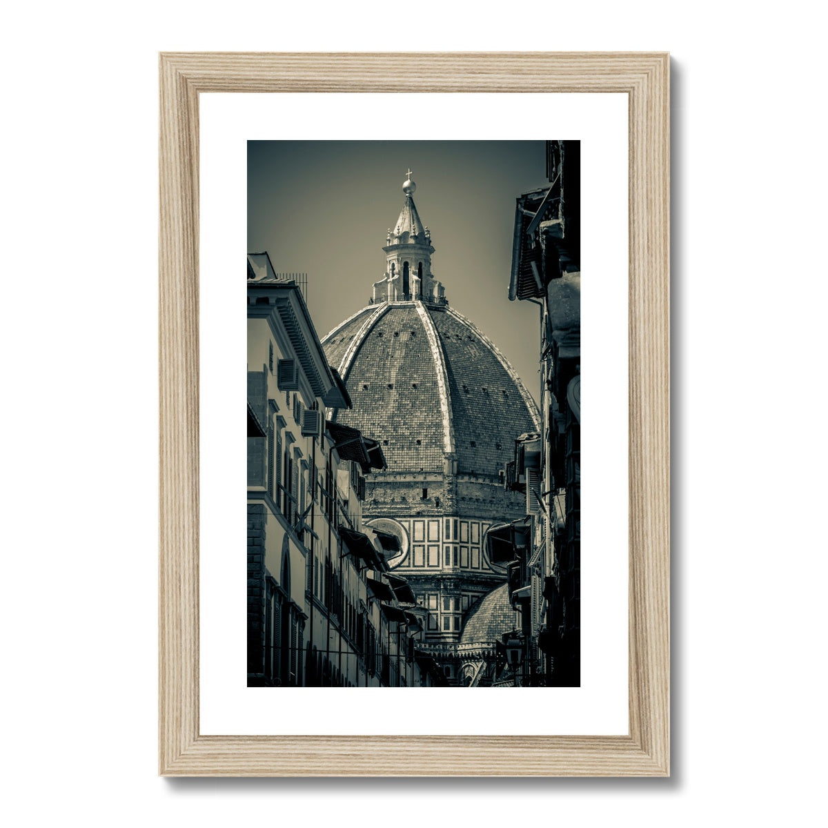 Florence Cathedral ( Duomo ) with dome designed by Filippo Brunelleschi. Italy. Framed & Mounted Print