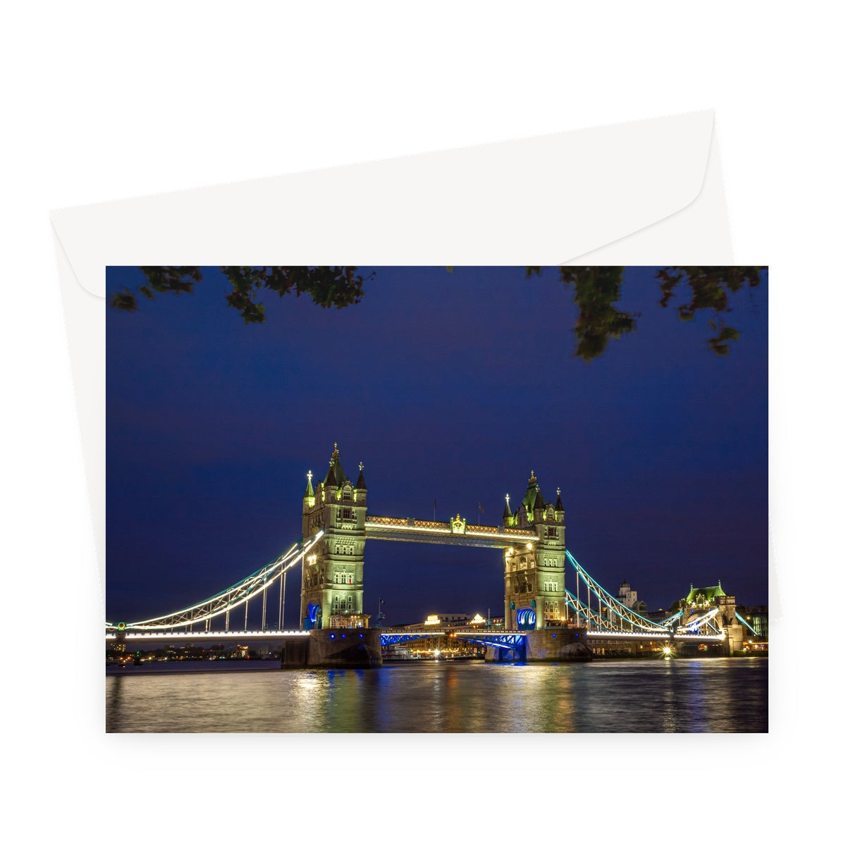 Tower Bridge over the river Thames at night, London. Greeting Card
