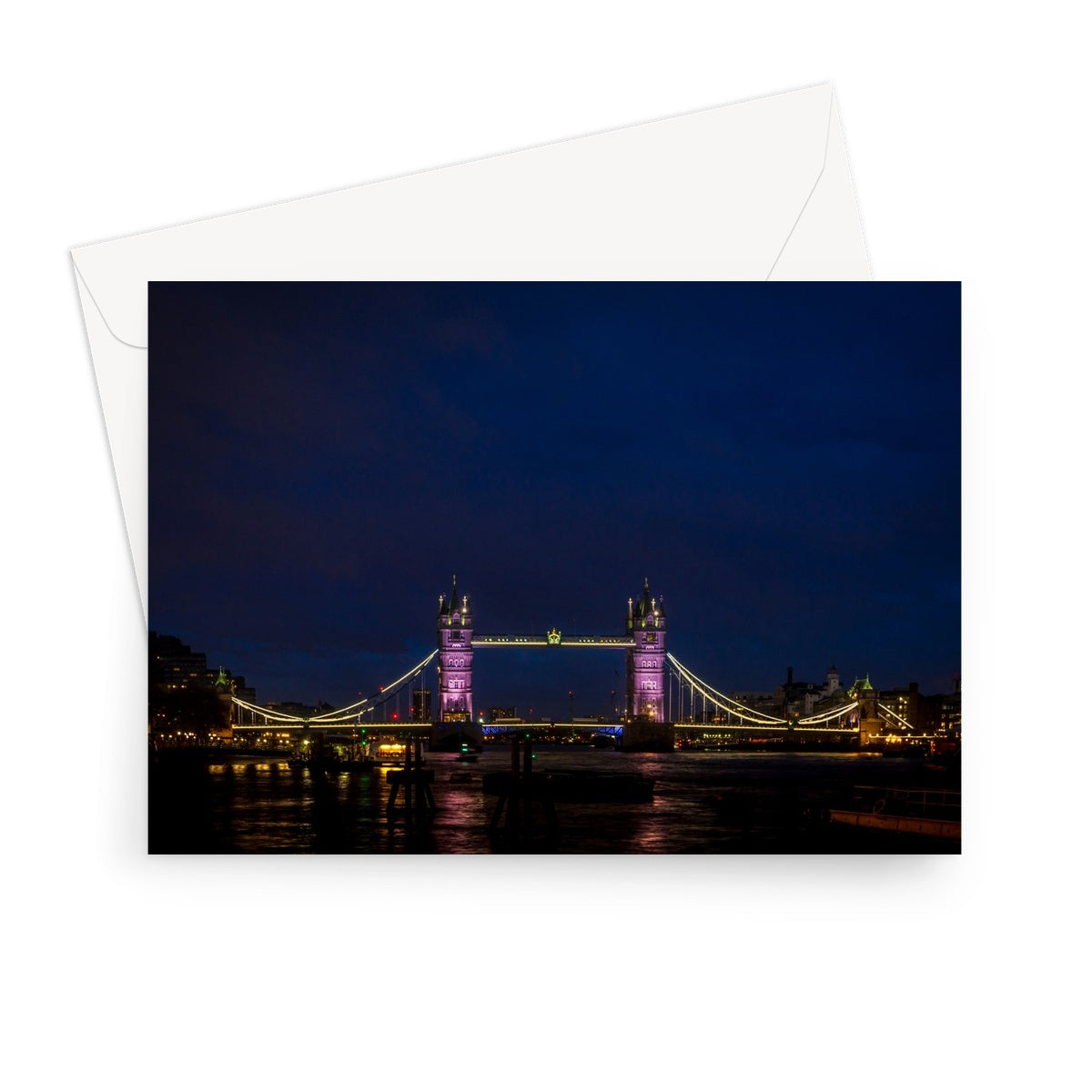 Tower Bridge over the river Thames at dusk, London. Greeting Card