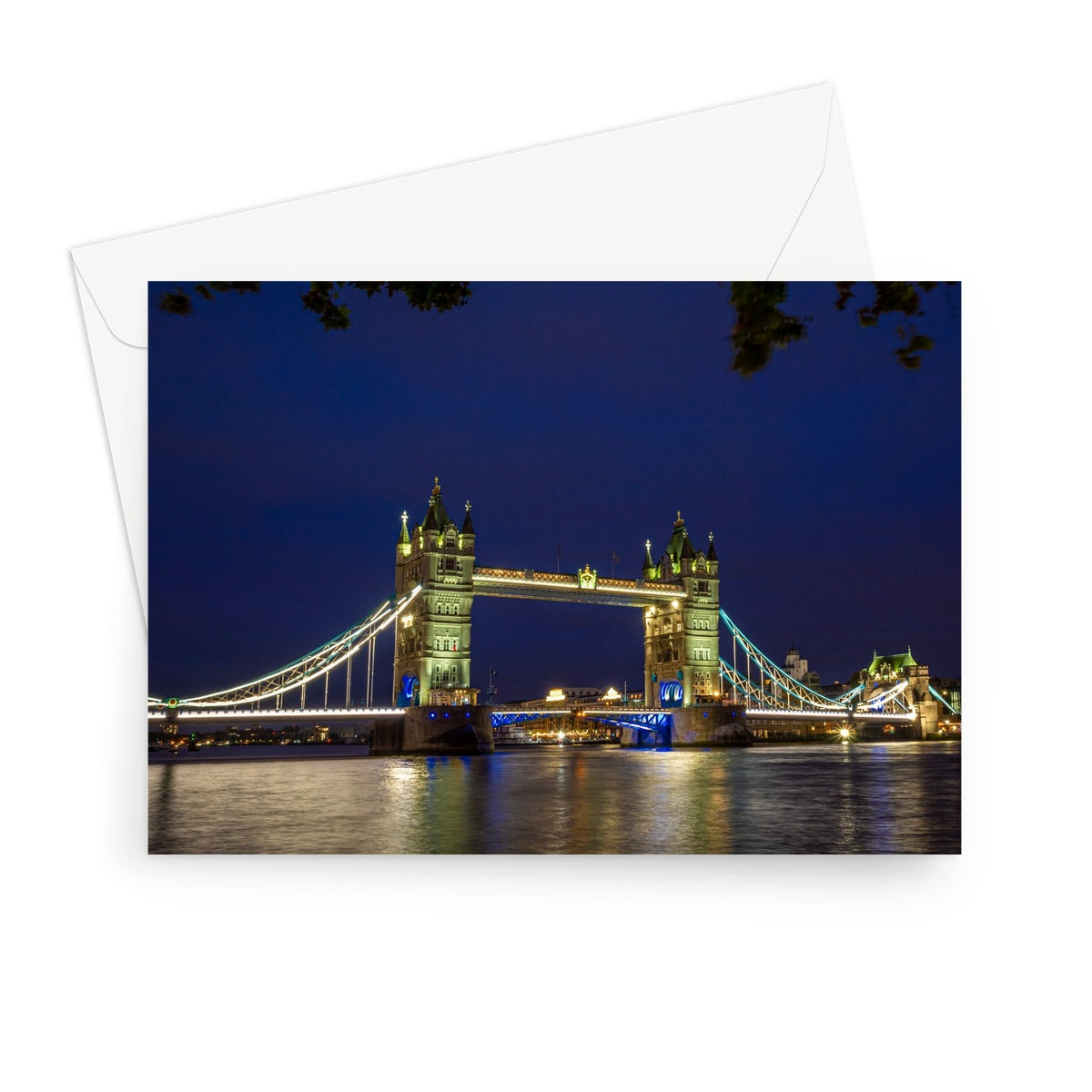 Tower Bridge over the river Thames at night, London. Greeting Card
