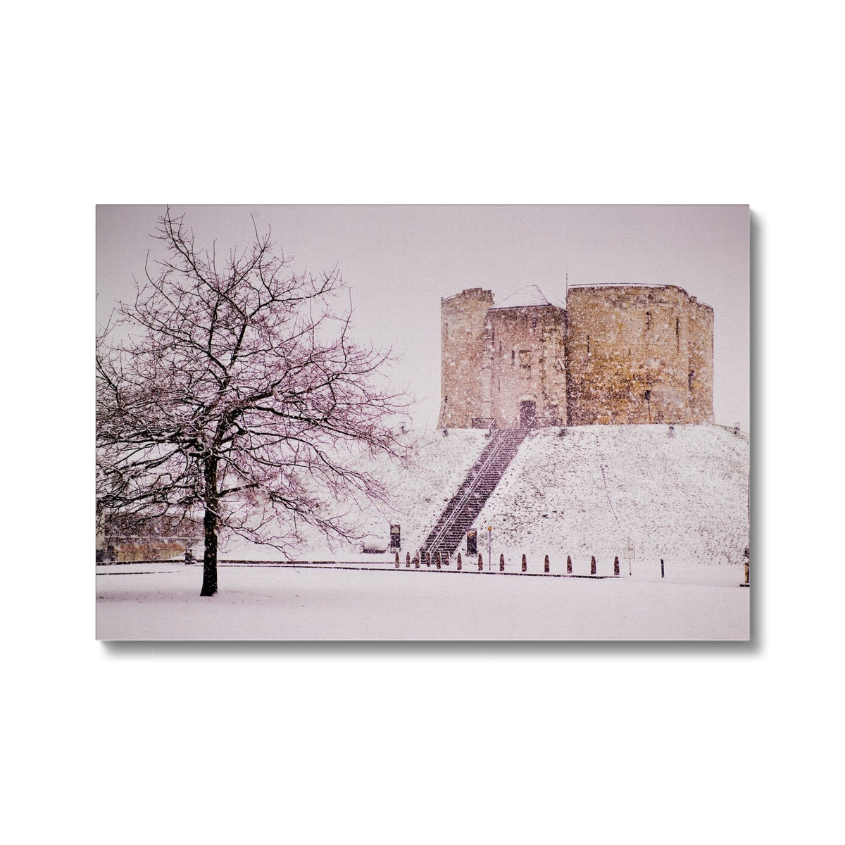Clifford's Tower in snow blizzard, York, UK Canvas
