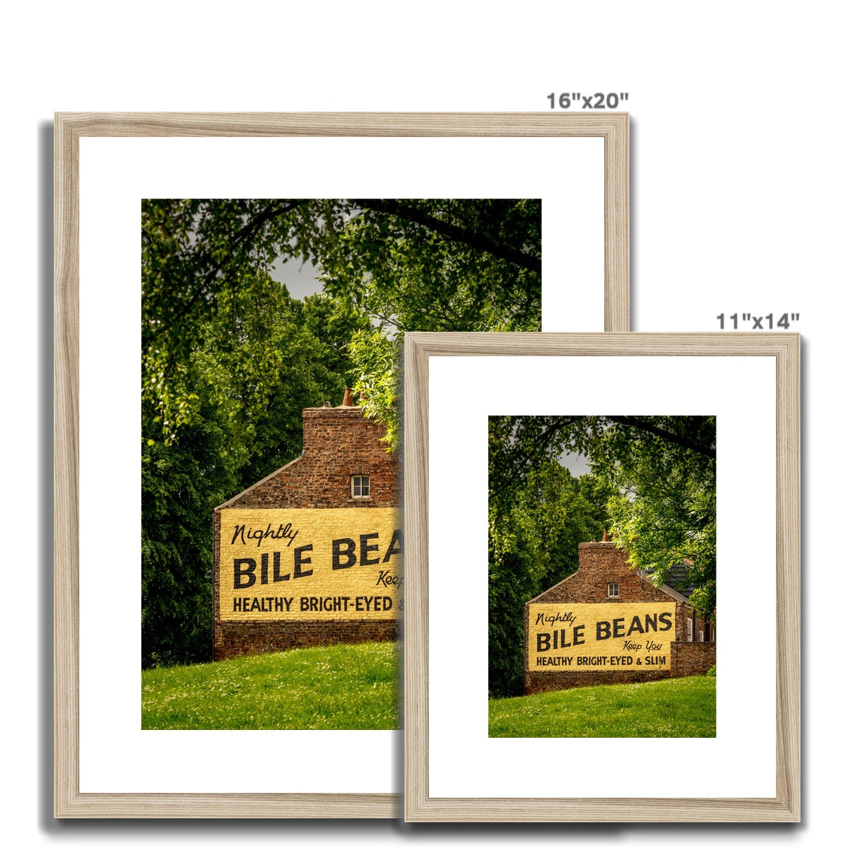 Bile Beans advertising sign, York. Framed & Mounted Print