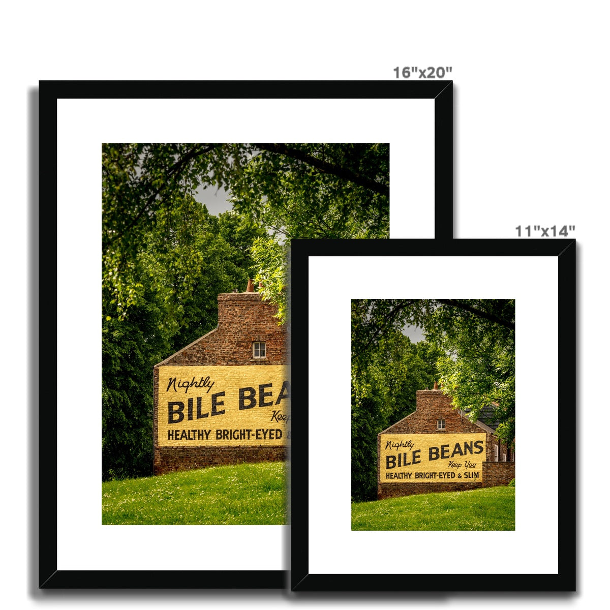 Bile Beans advertising sign, York. Framed & Mounted Print