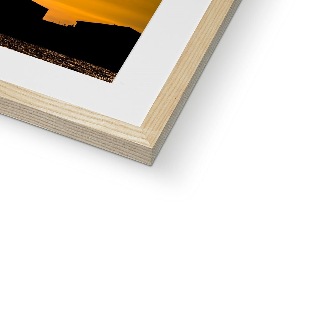Silhouette of Santa Maria della Salute on the Grand Canal in Venice against a golden sky at sunset. Italy. Framed & Mounted Print