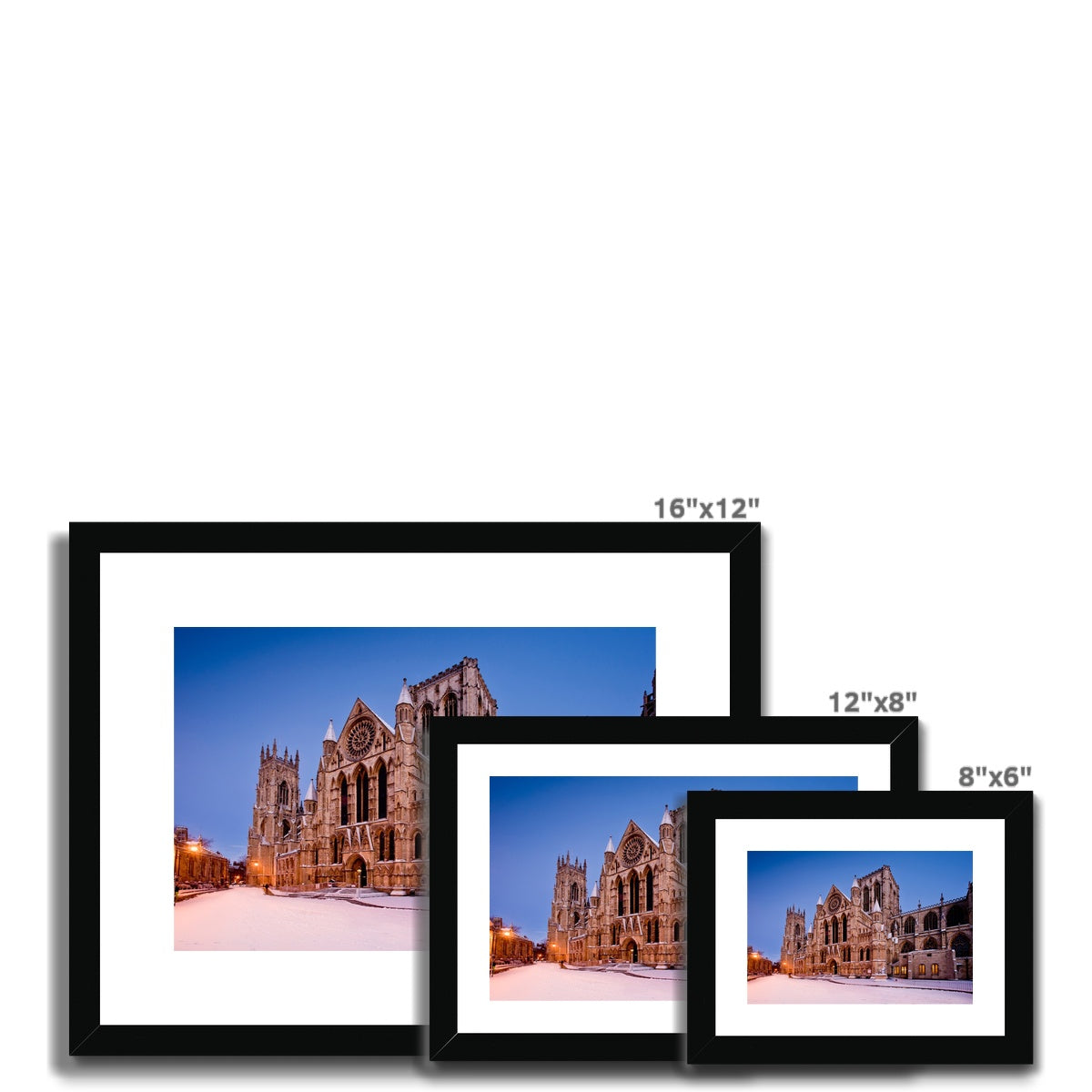 York Minster in the snow, York, UK. Framed & Mounted Print