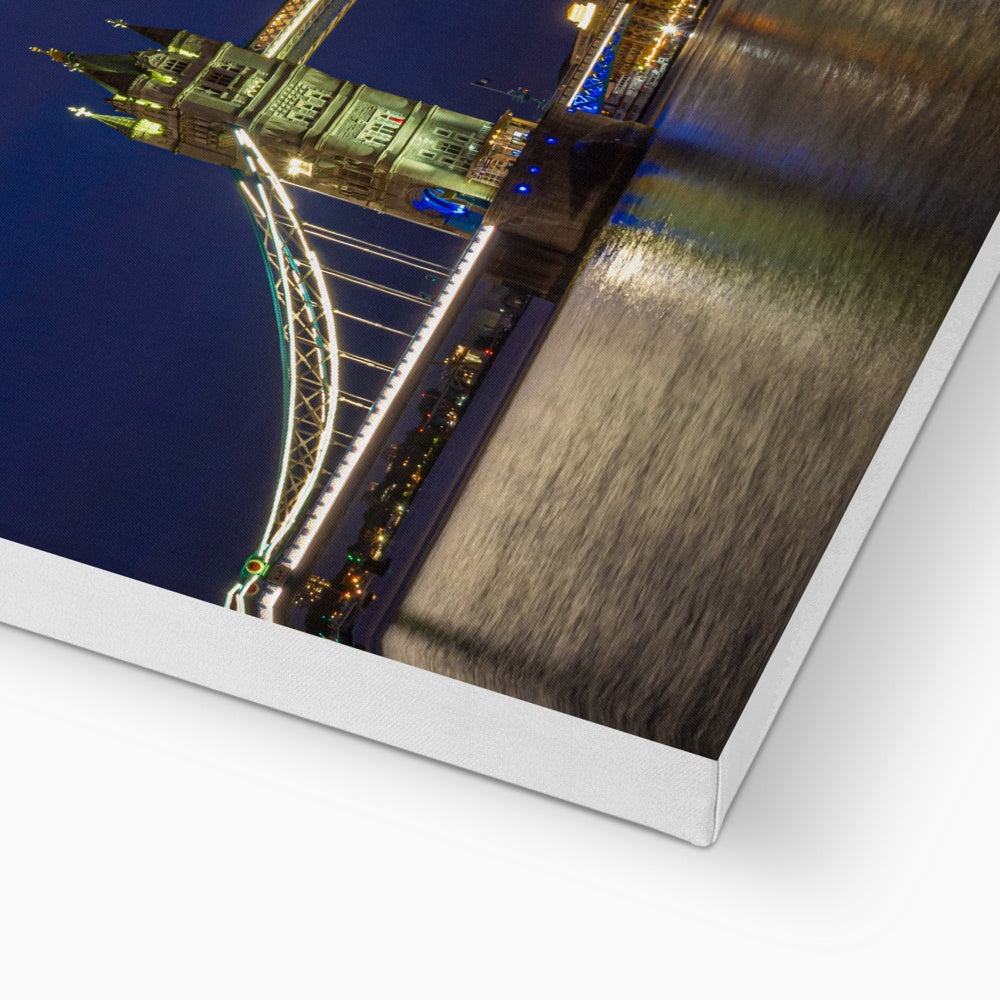 Tower Bridge over the river Thames at night, London. Canvas