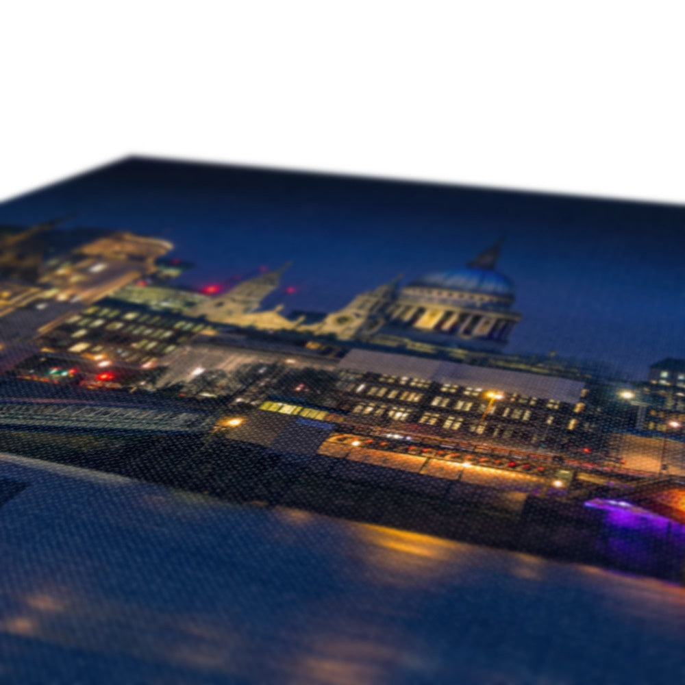 St Pauls Cathedral, Blackfriars Bridge, River Thames and London skyline at dusk. Canvas