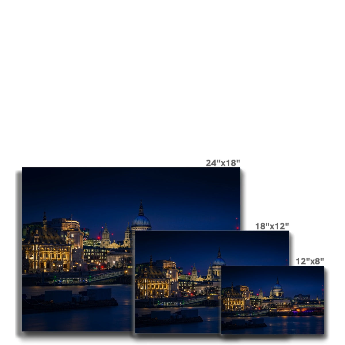 St Pauls Cathedral, Blackfriars Bridge, River Thames and London skyline at dusk. Canvas