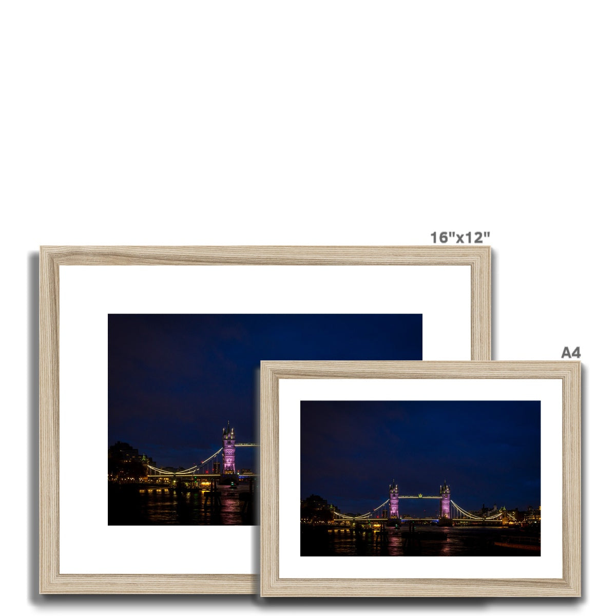 Tower Bridge over the river Thames at dusk, London. Framed & Mounted Print