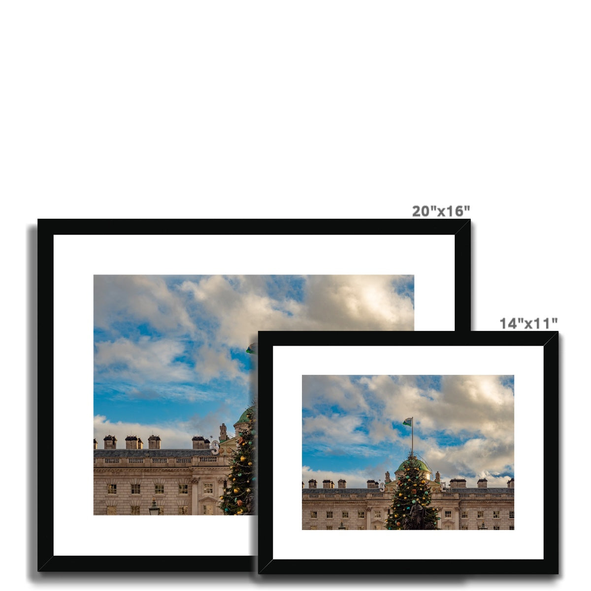 Christmas tree outside Somerset House, London. UK. Framed & Mounted Print