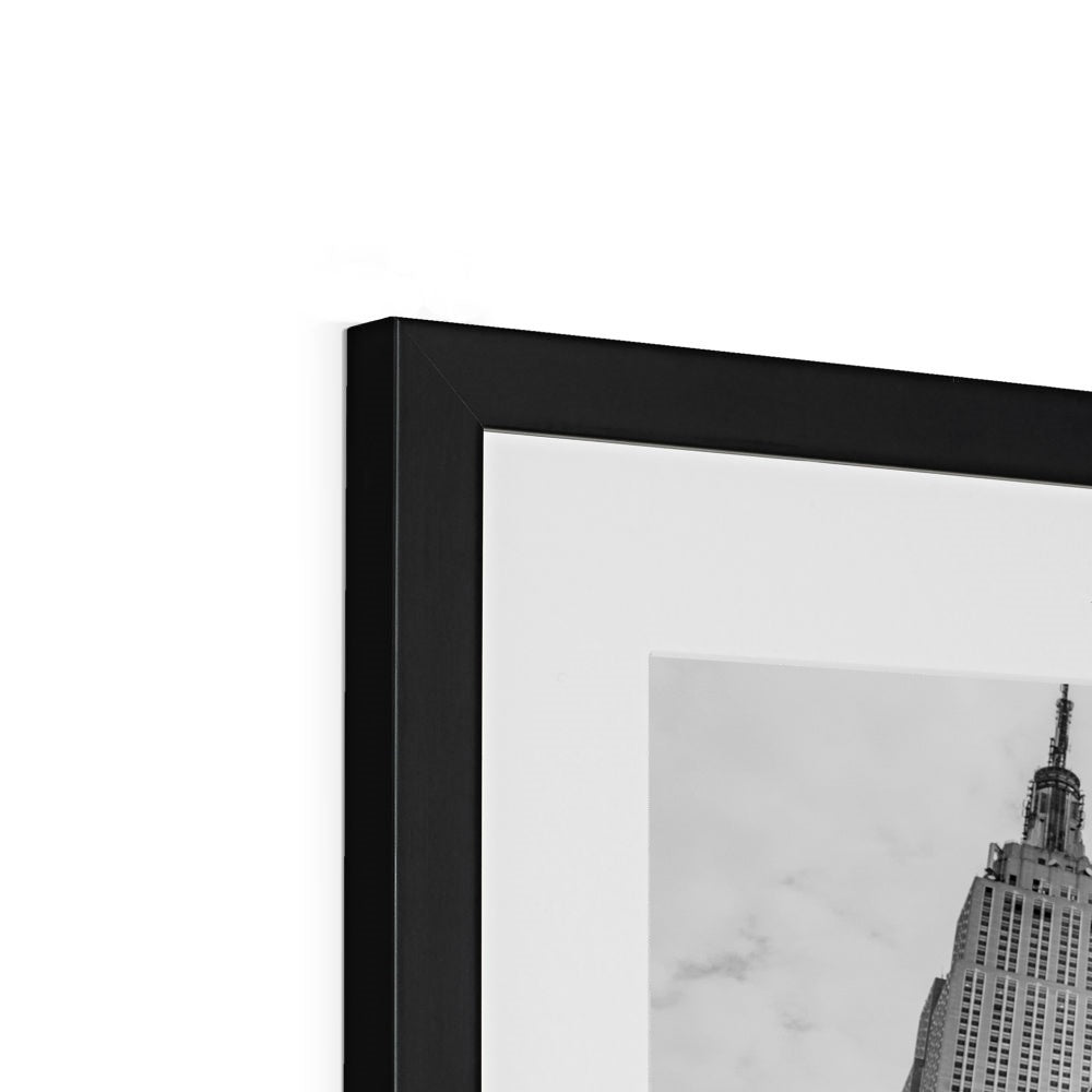 NYPD patrol car with Empire State Building on W 34th St, New York City, USA. Framed & Mounted Print
