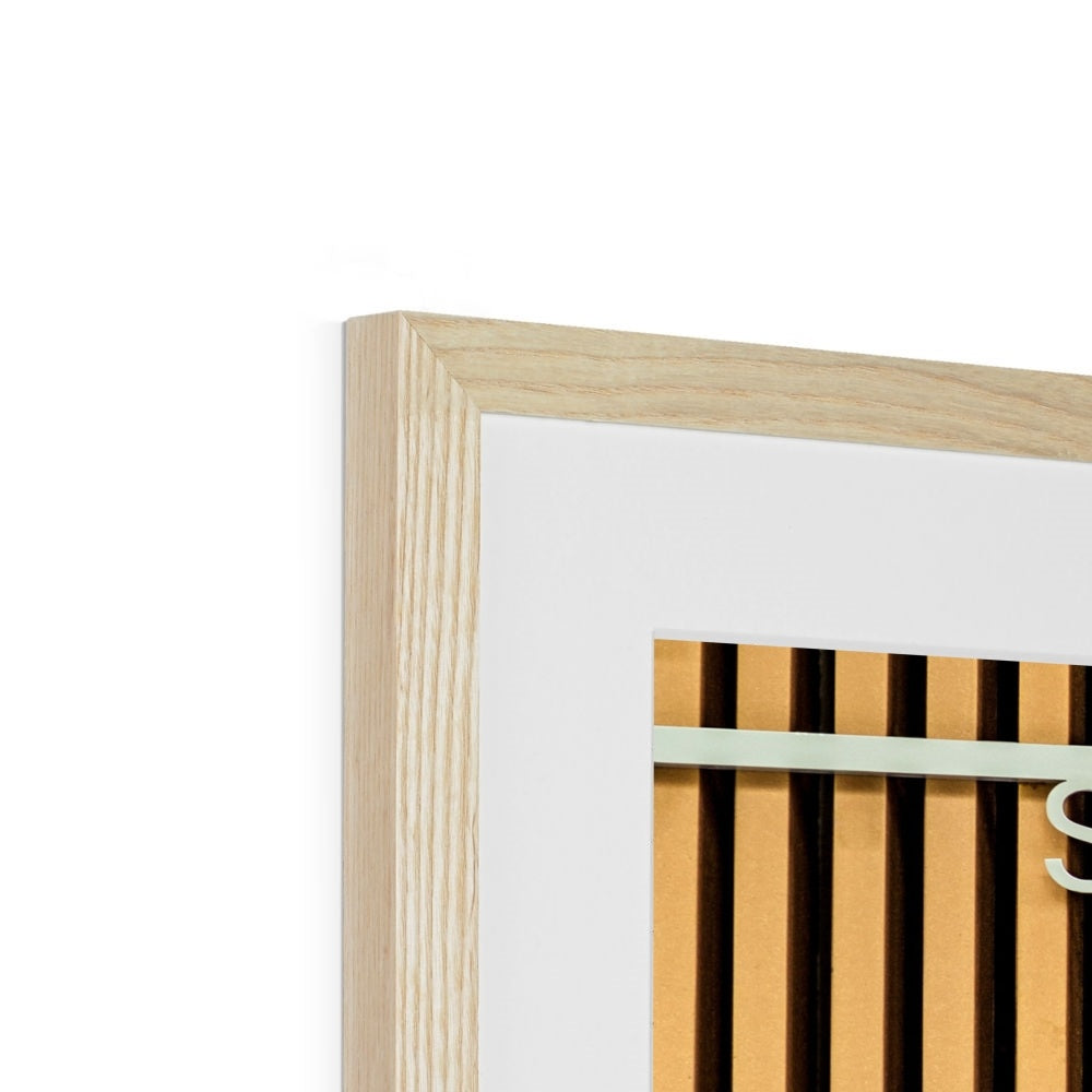 Singapore lettering on a slatted building wall. Framed & Mounted Print