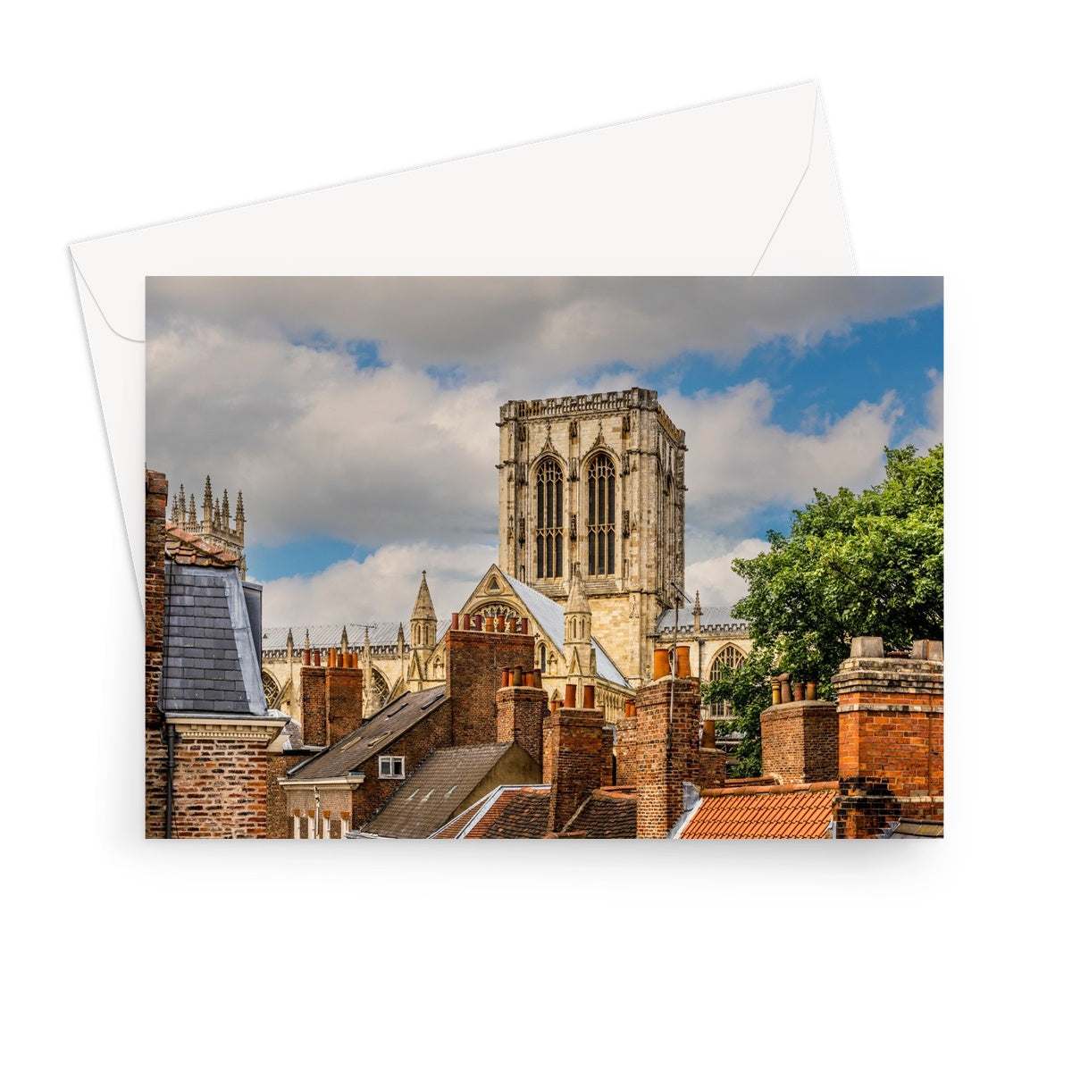 York Minster stands timeless amidst the city's rooftops. York. UK Greeting Card