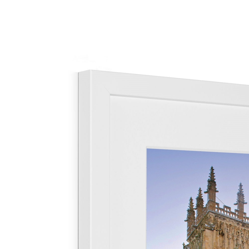 York Minster in the snow seen from Precentors Court. York, UK. Framed & Mounted Print