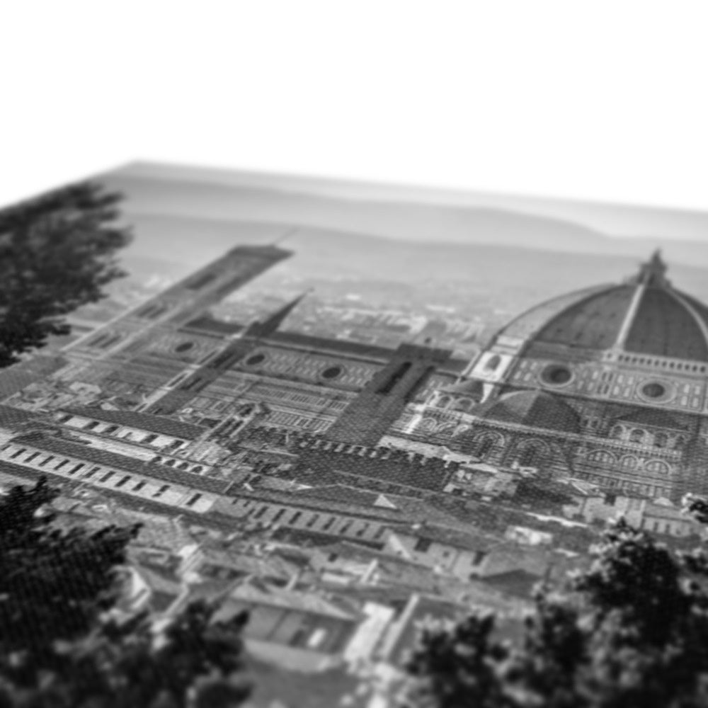 The south façade of Florence Cathedral glimpsed through the trees of San Miniato al Monte. Italy.  Canvas