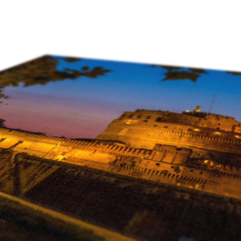 Castel sant'Angelo on the banks of the river tiber at night, Rome, Italy. Canvas