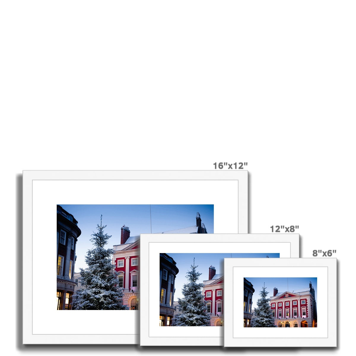 York Mansion House and Christmas tree in the snow, York, UK. Framed & Mounted Print