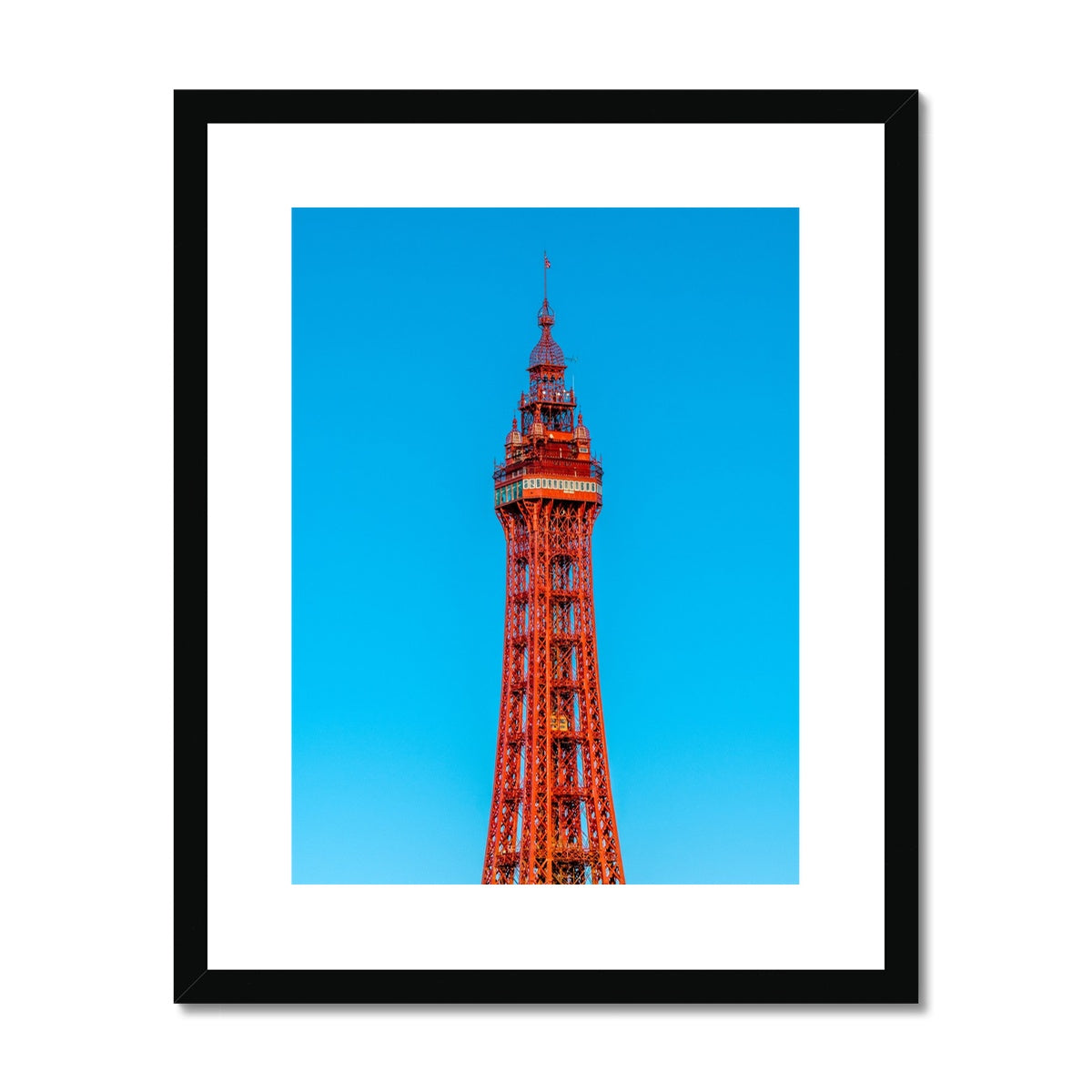 Blackpool Tower with a cloudless blue sky. UK Framed & Mounted Print