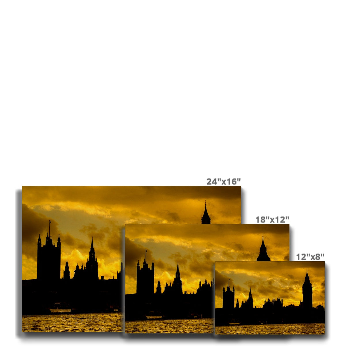 Silhouetted Houses of Parliament, Westminster, London. Canvas