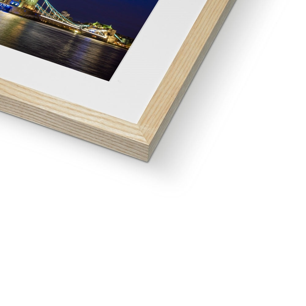 Tower Bridge over the river Thames at night, London. Framed & Mounted Print