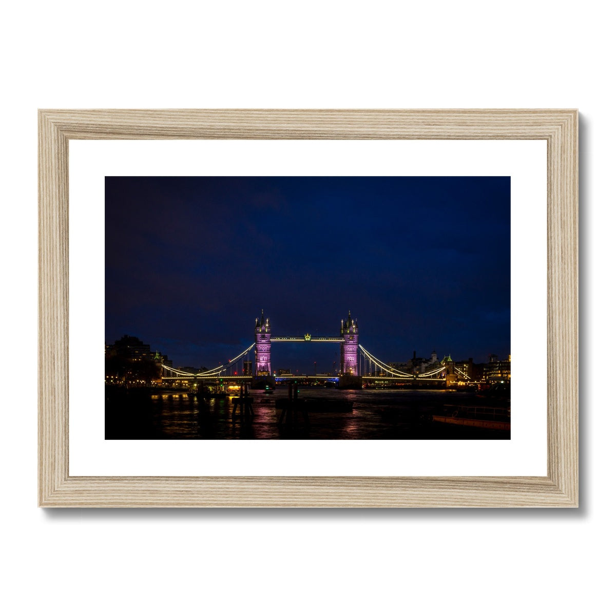 Tower Bridge over the river Thames at dusk, London. Framed & Mounted Print