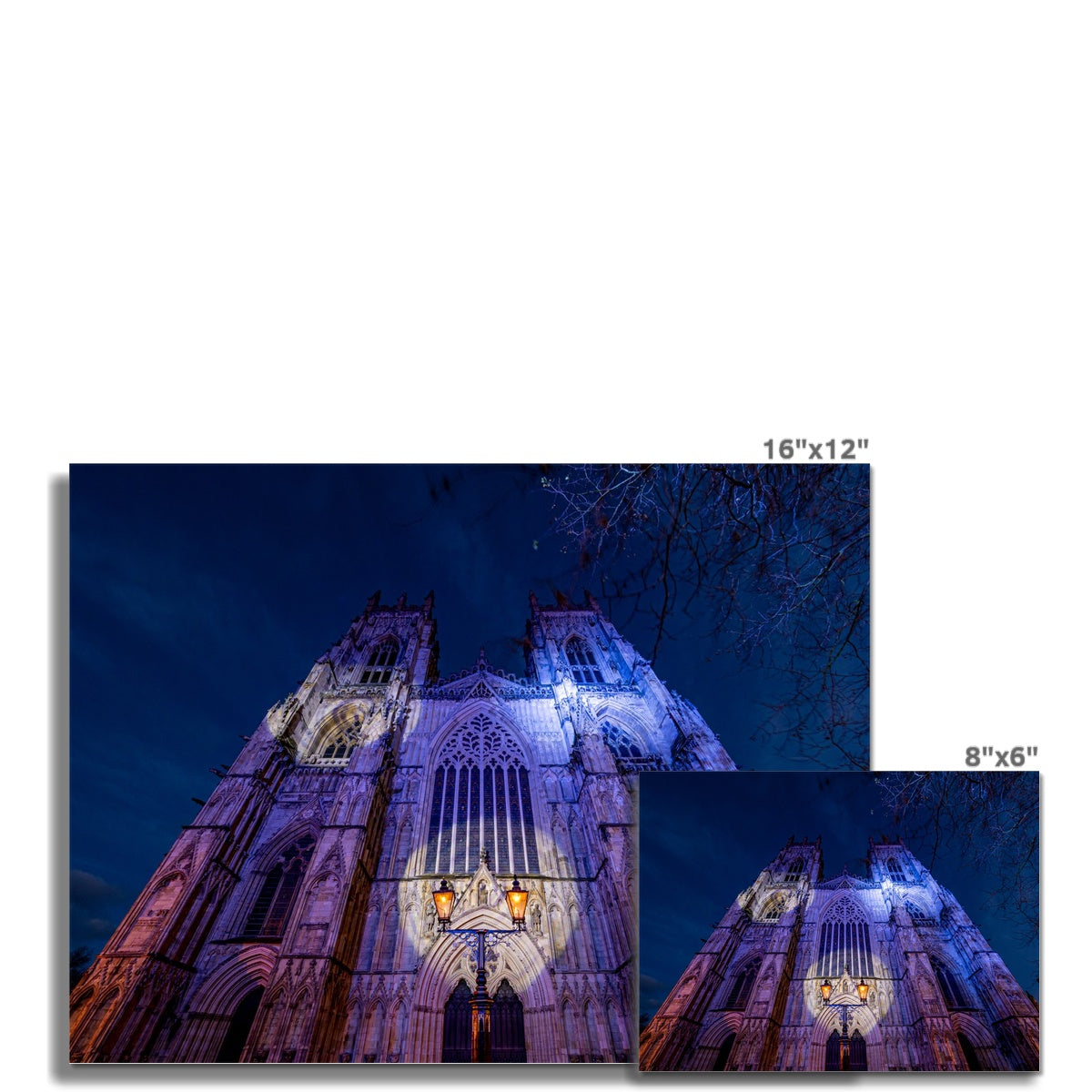 York Minster cathedral with Christmas illuminations, York, UK. Fine Art Print