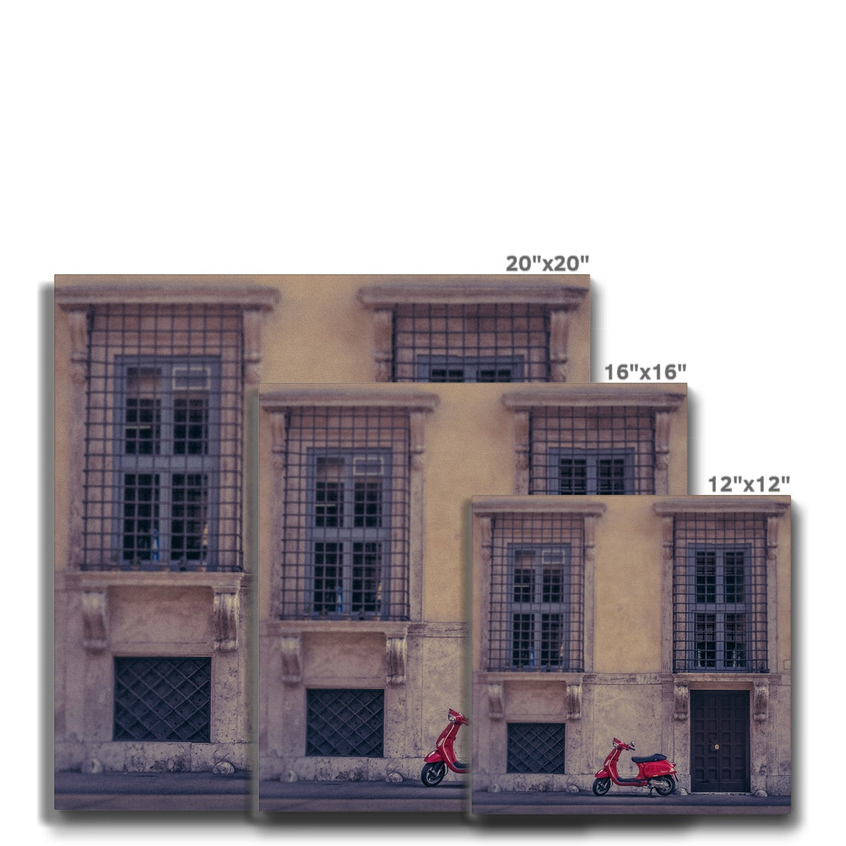 Red scooter parked outside a building in Rome, Italy. Canvas