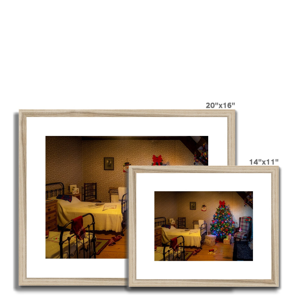 Traditional children's bedroom at Christmas. Framed & Mounted Print