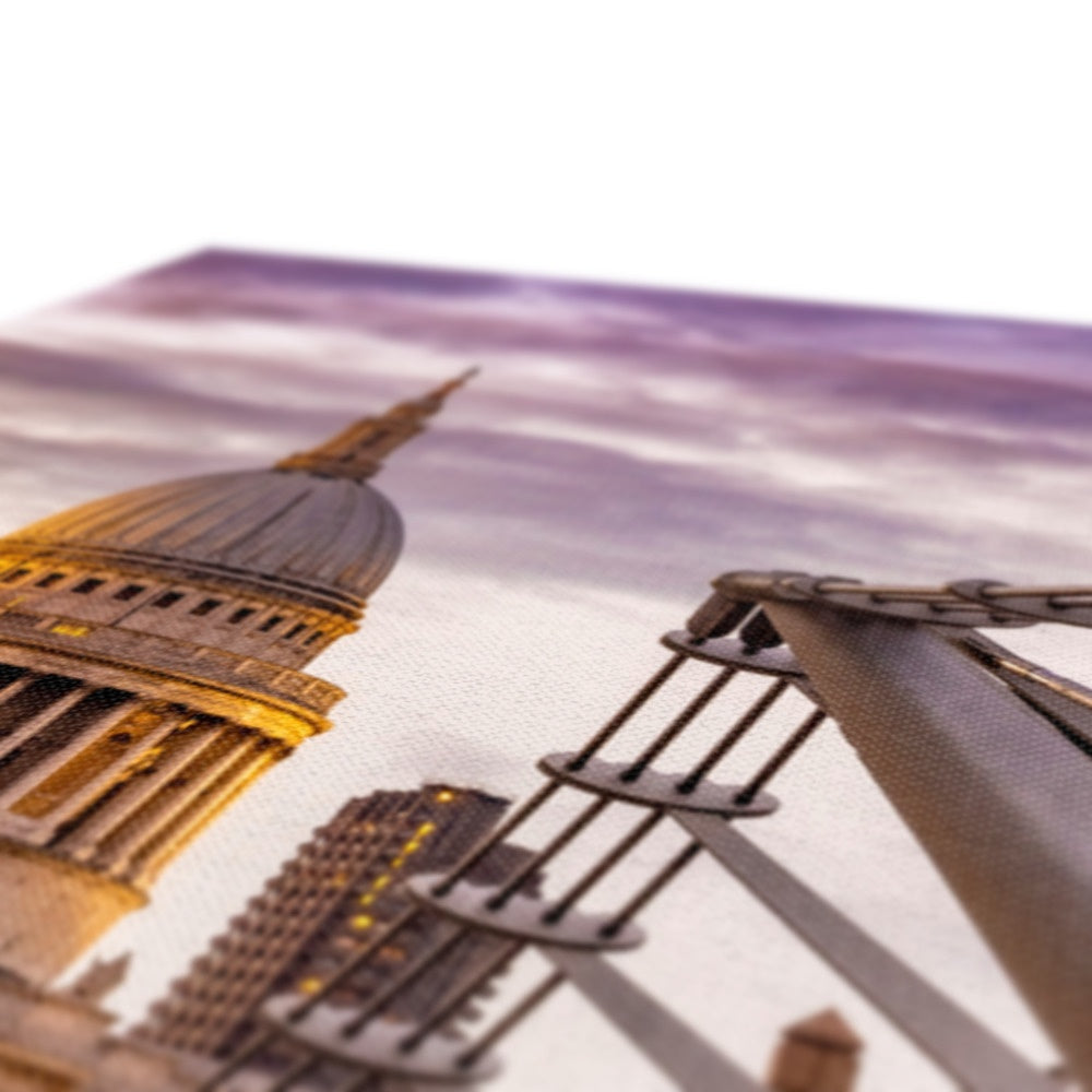 St Paul's Cathedral and Millennium Bridge  over the River Thames, London. Canvas