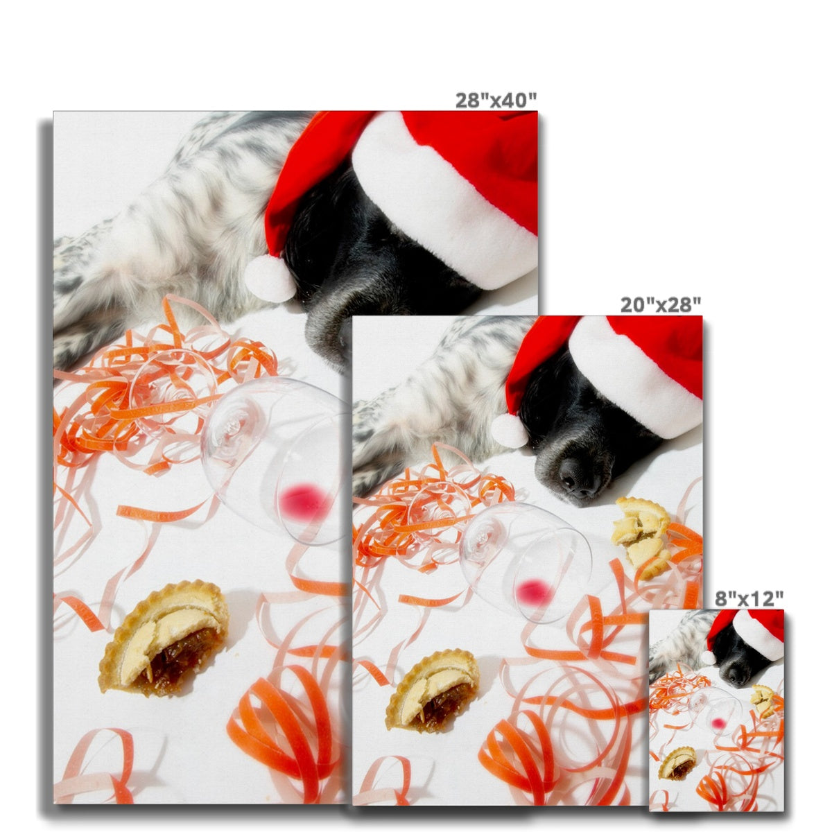 Sleeping dog after Christmas party Canvas